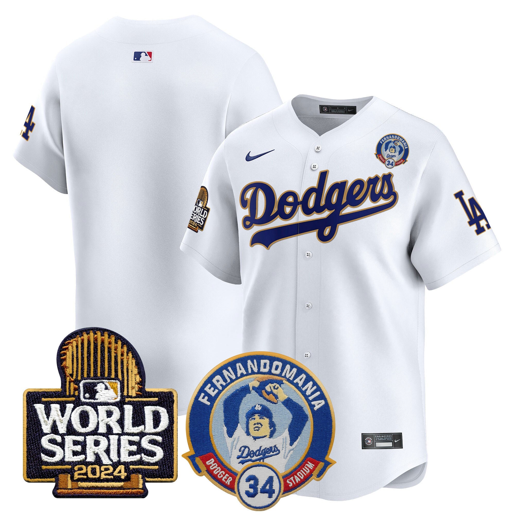 Men’s Fernando Valenzuela & 2024 World Series Patch Vapor Premier Limited Jersey