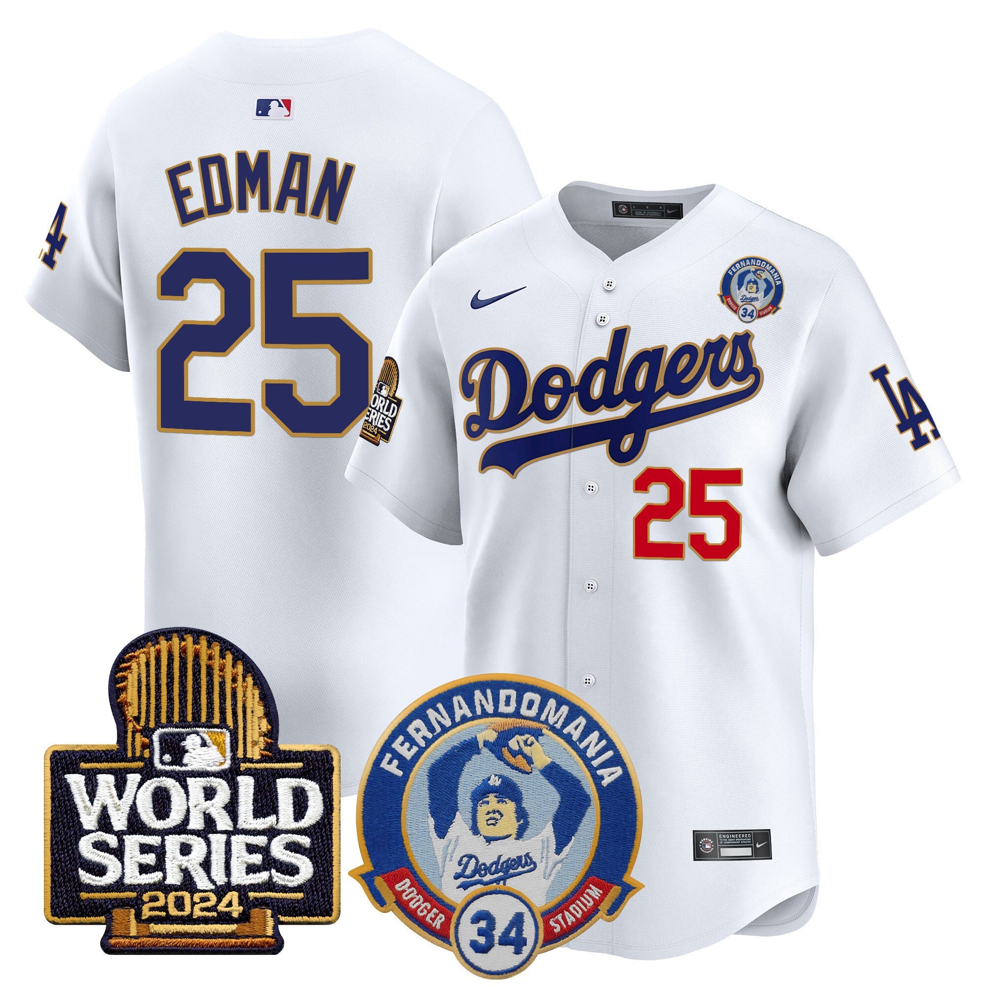 Men’s Fernando Valenzuela & 2024 World Series Patch Vapor Premier Limited Jersey