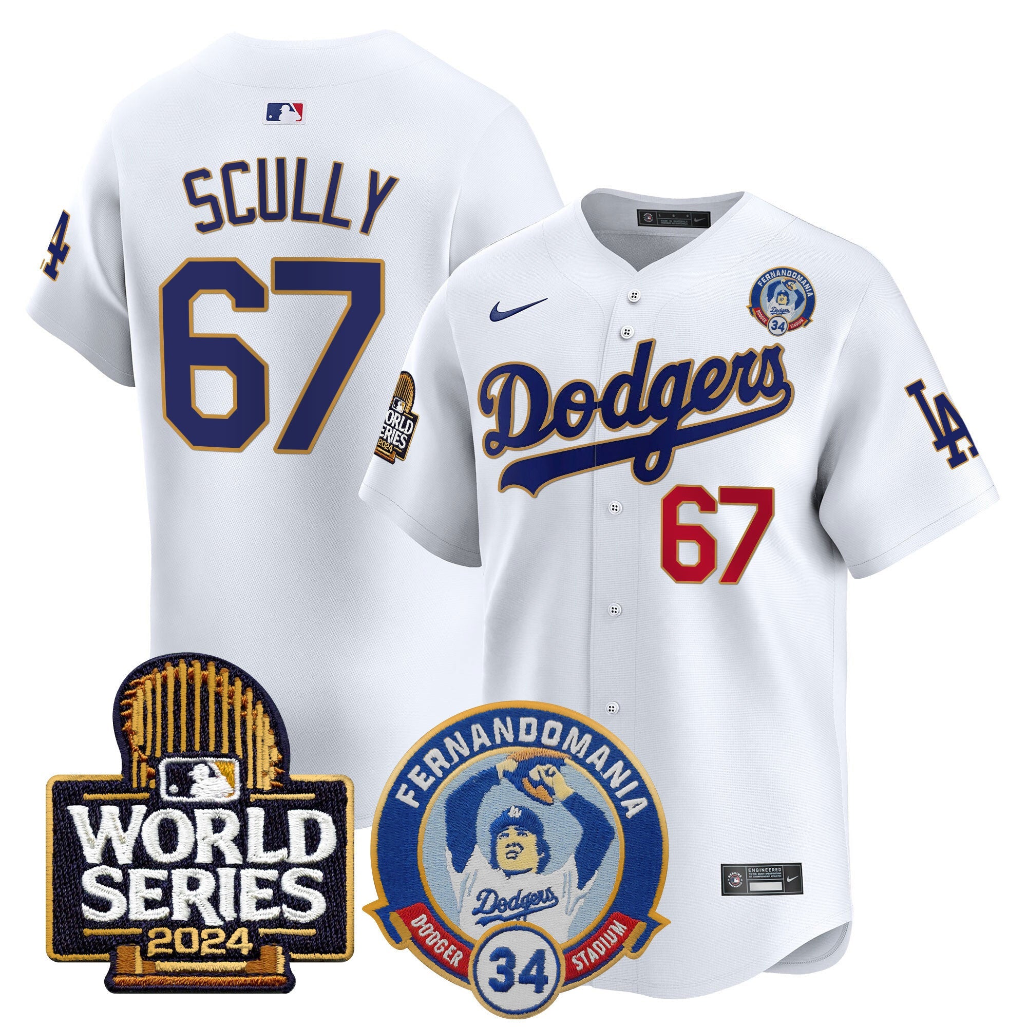 Men’s Fernando Valenzuela & 2024 World Series Patch Vapor Premier Limited Jersey