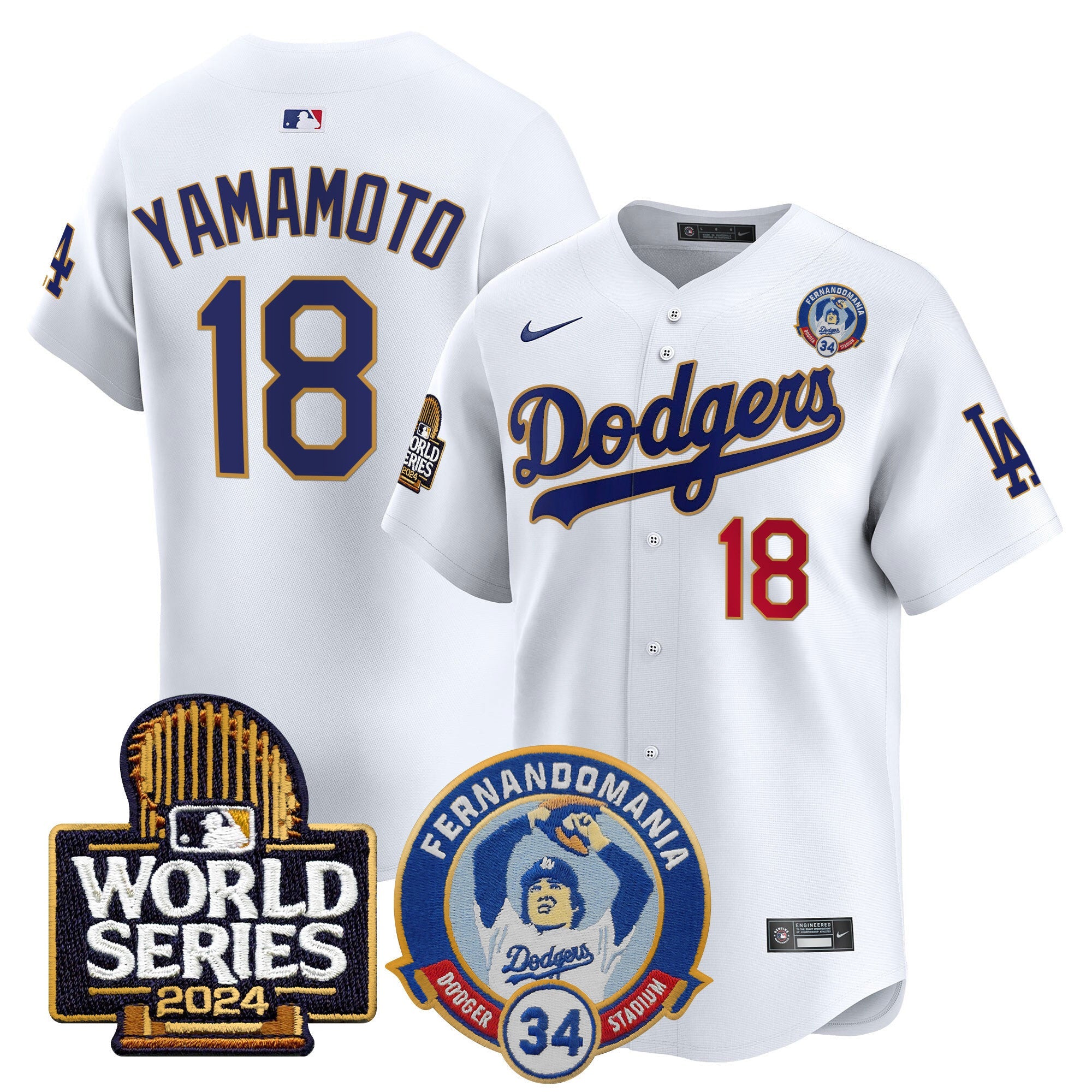 Men’s Fernando Valenzuela & 2024 World Series Patch Vapor Premier Limited Jersey