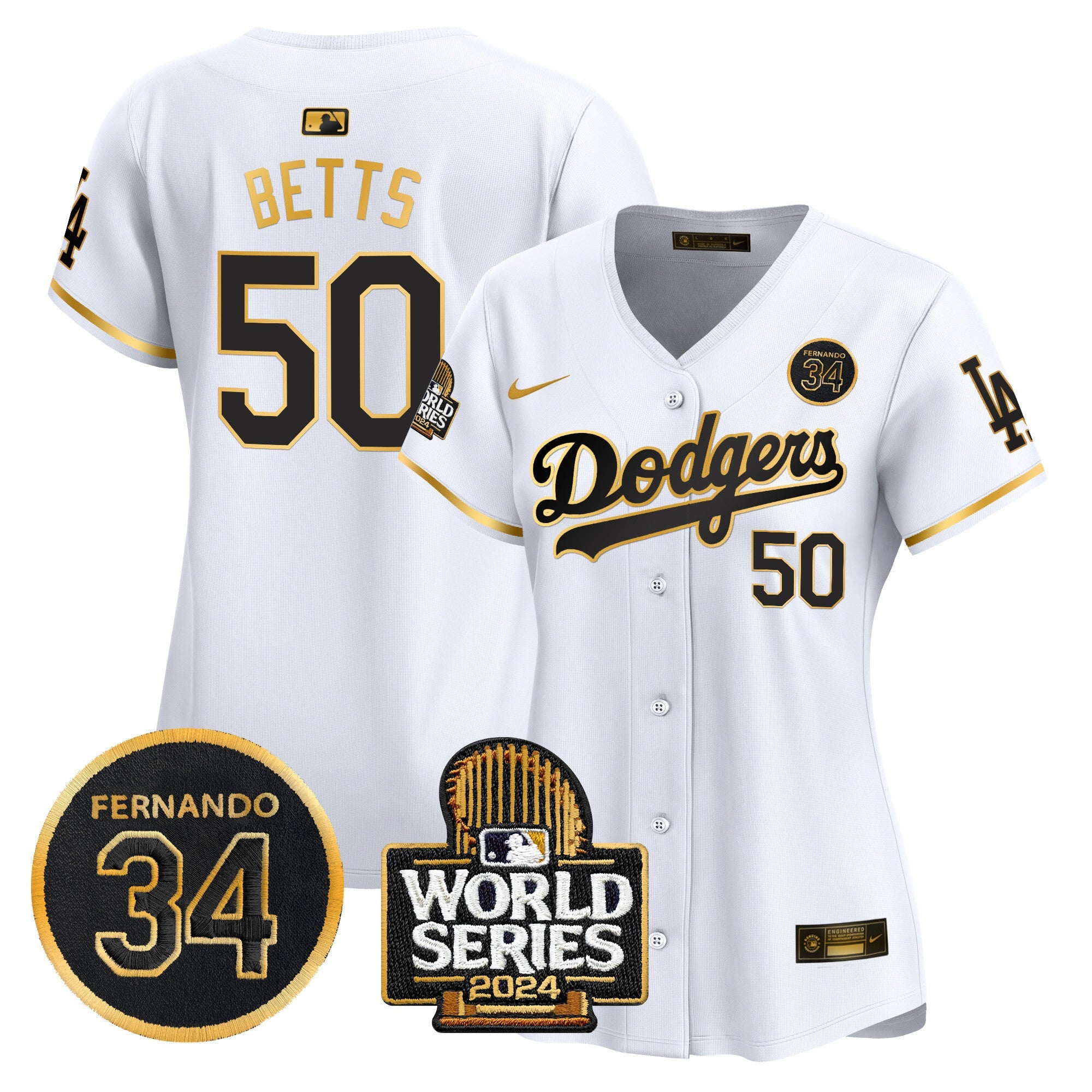 Women’s Fernando Valenzuela & 2024 World Series Patch Vapor Premier Limited Jersey V2