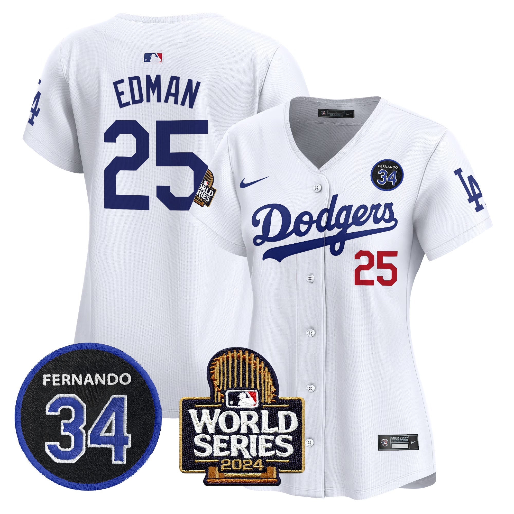 Women’s Fernando Valenzuela & 2024 World Series Patch Vapor Premier Limited Jersey V2