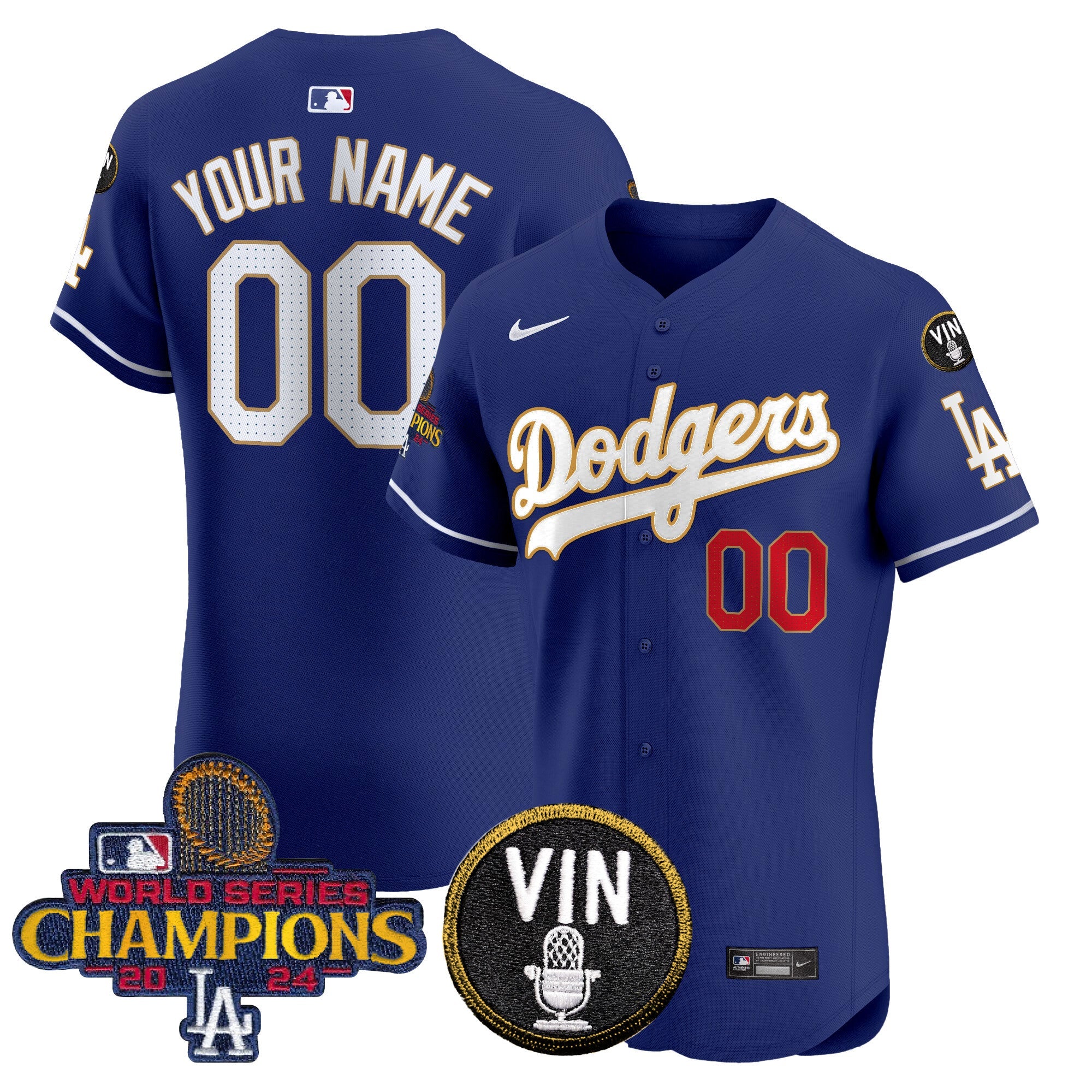 2024 World Series Champions Gold Trim Vapor Premier Elite Custom Jersey