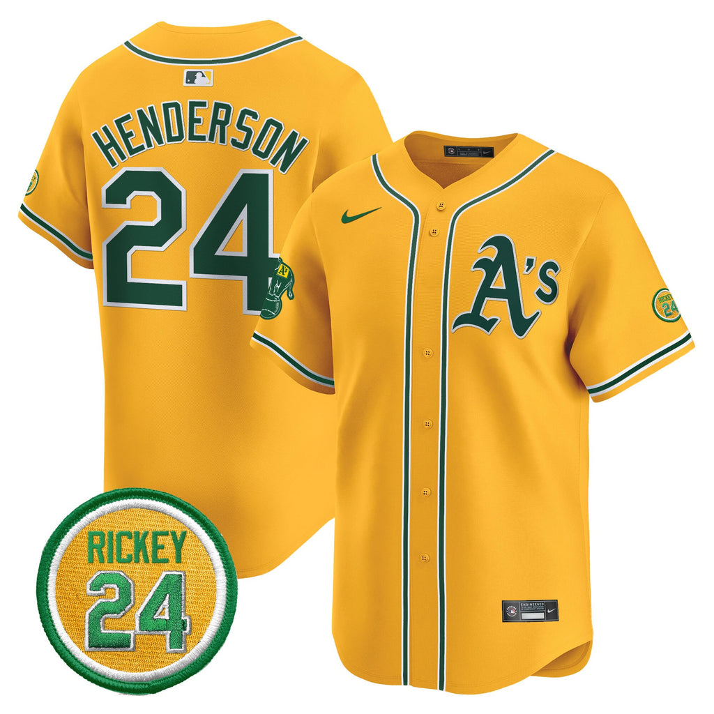 Men’s Oakland Rickey Henderson Patch Vapor Premier Limited Jersey