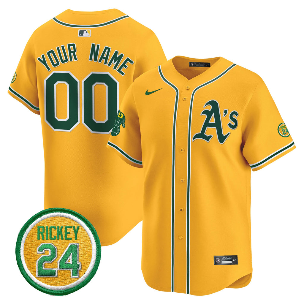 Oakland Rickey Henderson Patch Vapor Premier Limited Custom Jersey