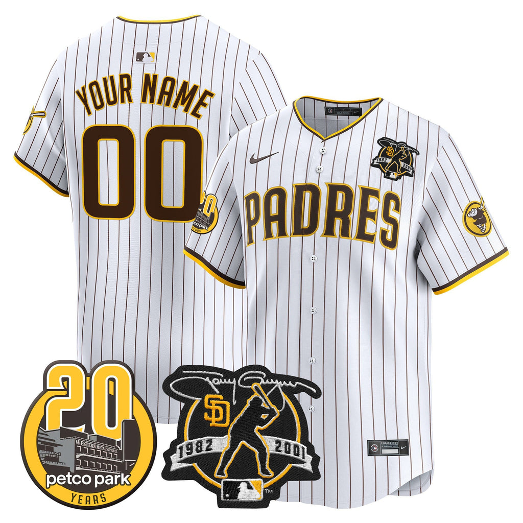 Tony Gwynn & Petco Park 20th Patch Vapor Premier Limited Custom Jersey