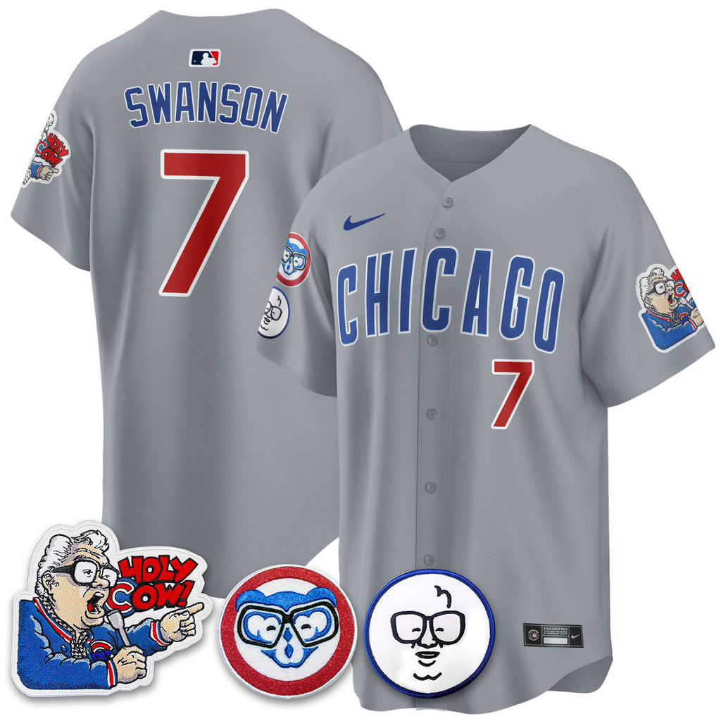 Men’s Chicago Harry Caray Holy Cow Patch Premier Limited Jersey