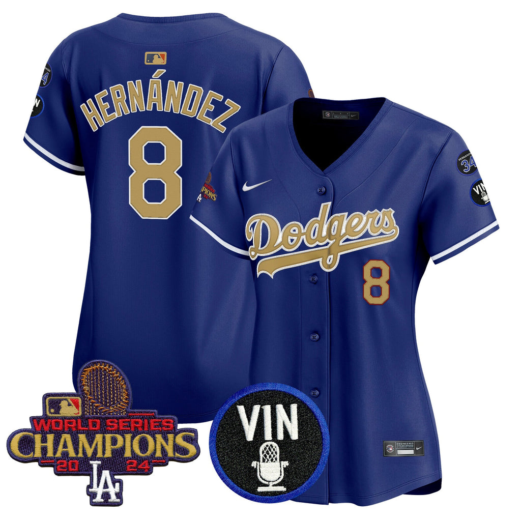 Women’s 2025 Vin Scully & #34 Fernando Patch Gold Vapor Premier Limited Jersey