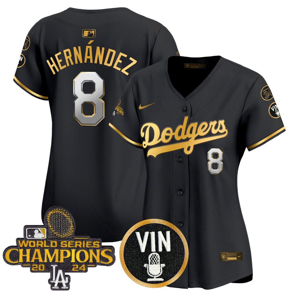 Women’s 2025 Vin Scully & #34 Fernando Patch Gold Vapor Premier Limited Jersey