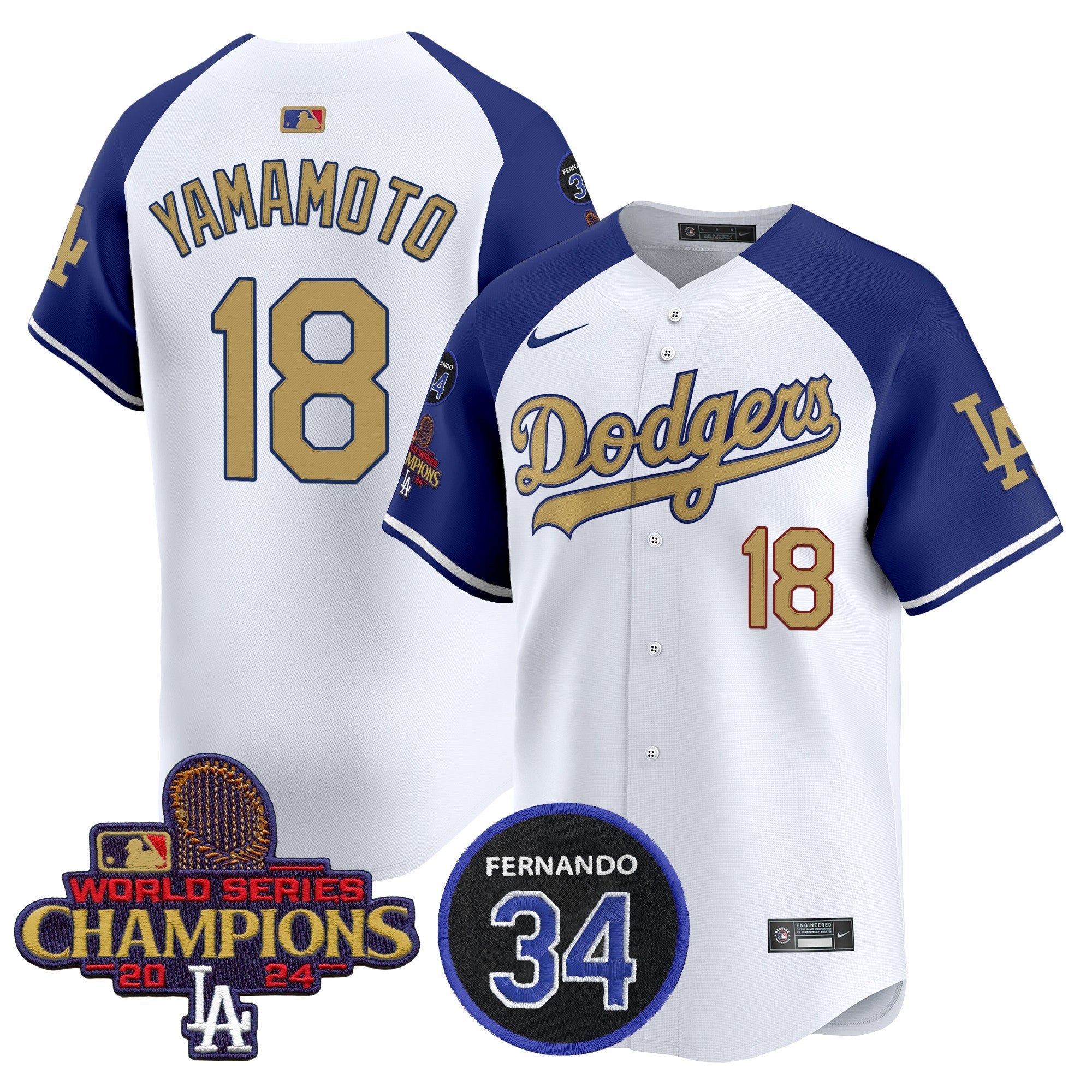 Men’s 2025 #34 Fernando Patch Gold Vapor Premier Limited Jersey