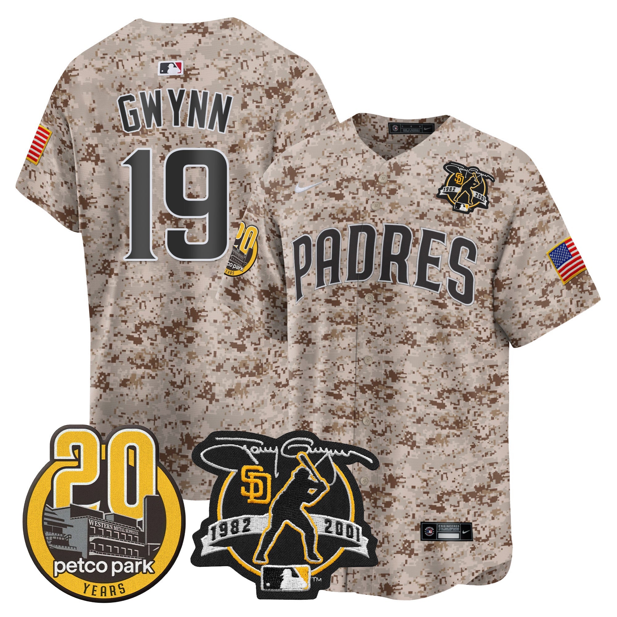 Men’s Tony Gwynn & Petco Park 20th Patch USMC Vapor Premier Limited Jersey