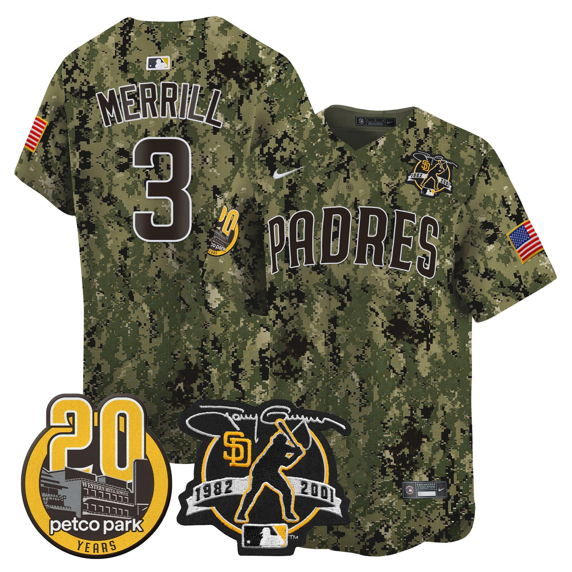 Men’s Tony Gwynn & Petco Park 20th Patch USMC Vapor Premier Limited Jersey