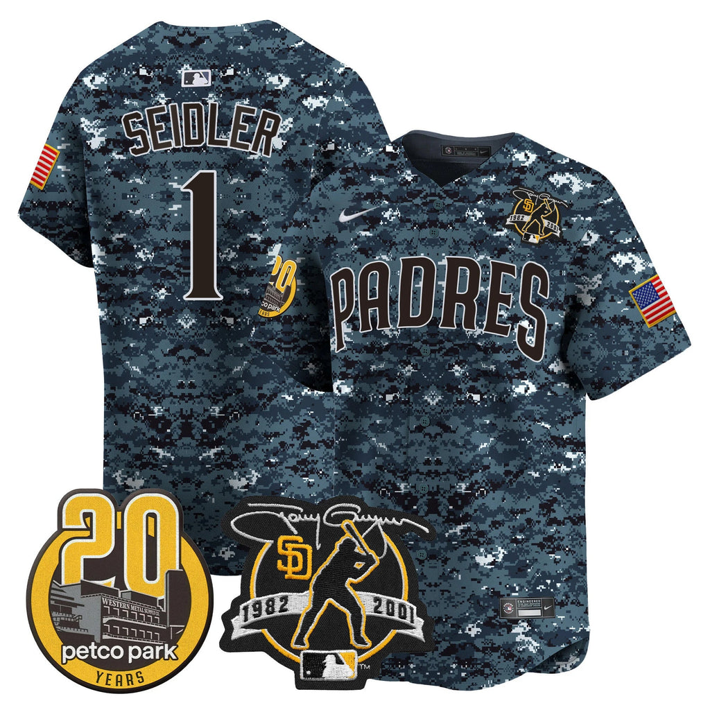 Men’s Tony Gwynn & Petco Park 20th Patch USMC Vapor Premier Limited Jersey