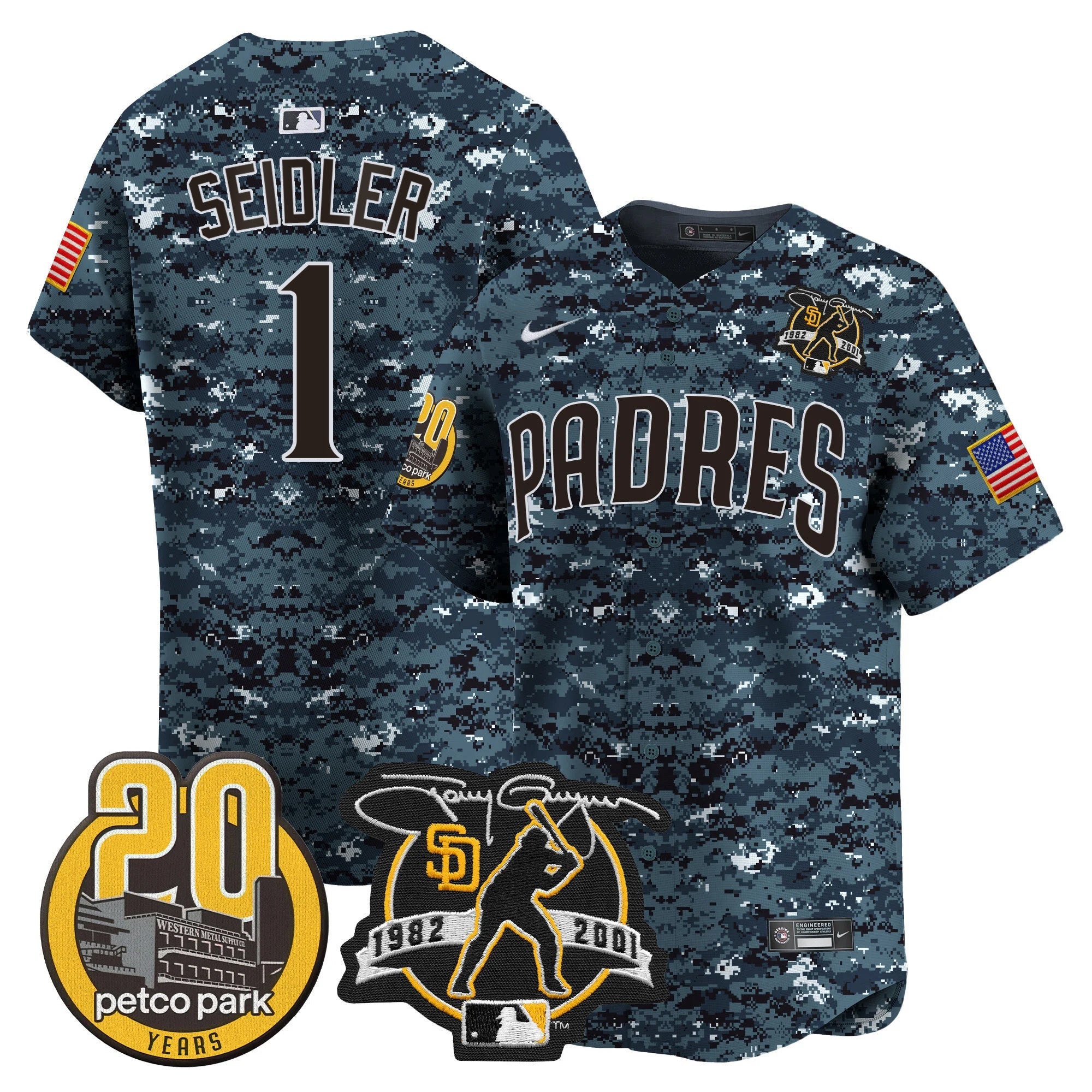 Men’s Tony Gwynn & Petco Park 20th Patch USMC Vapor Premier Limited Jersey