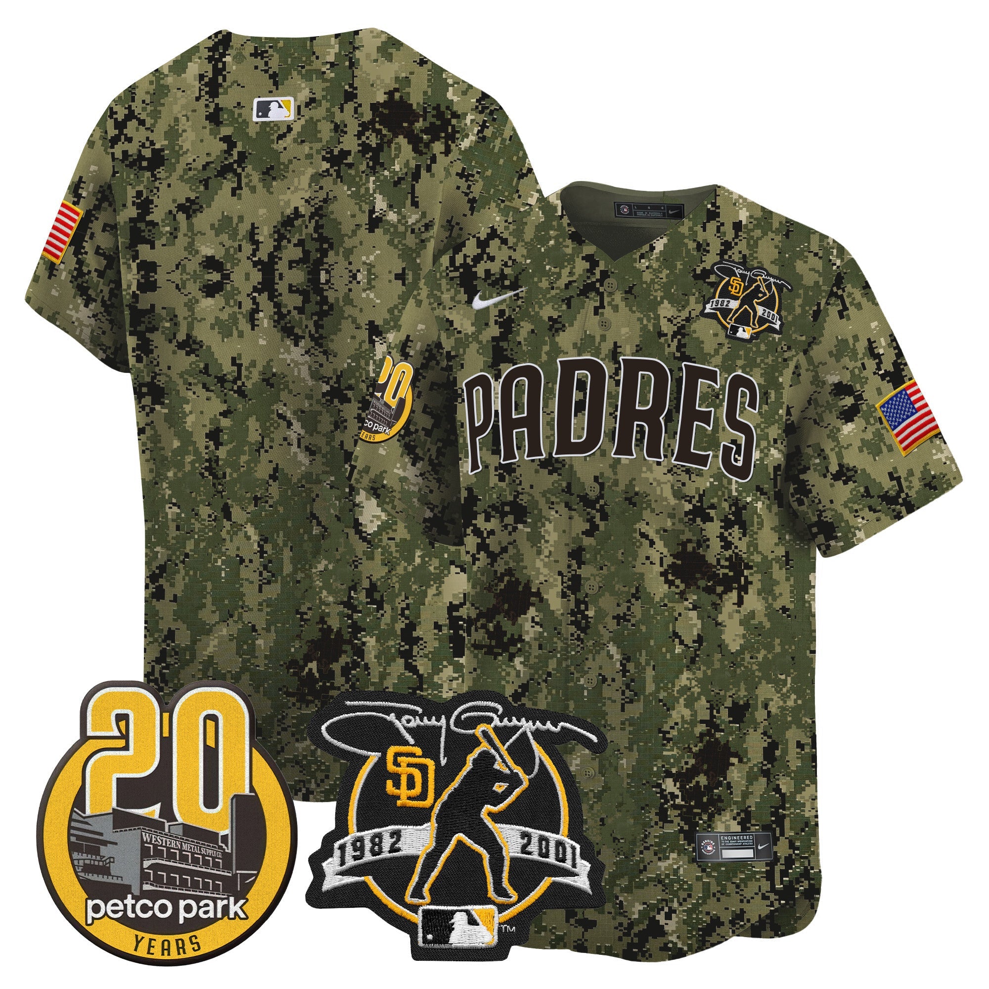 Men’s Tony Gwynn & Petco Park 20th Patch USMC Vapor Premier Limited Jersey