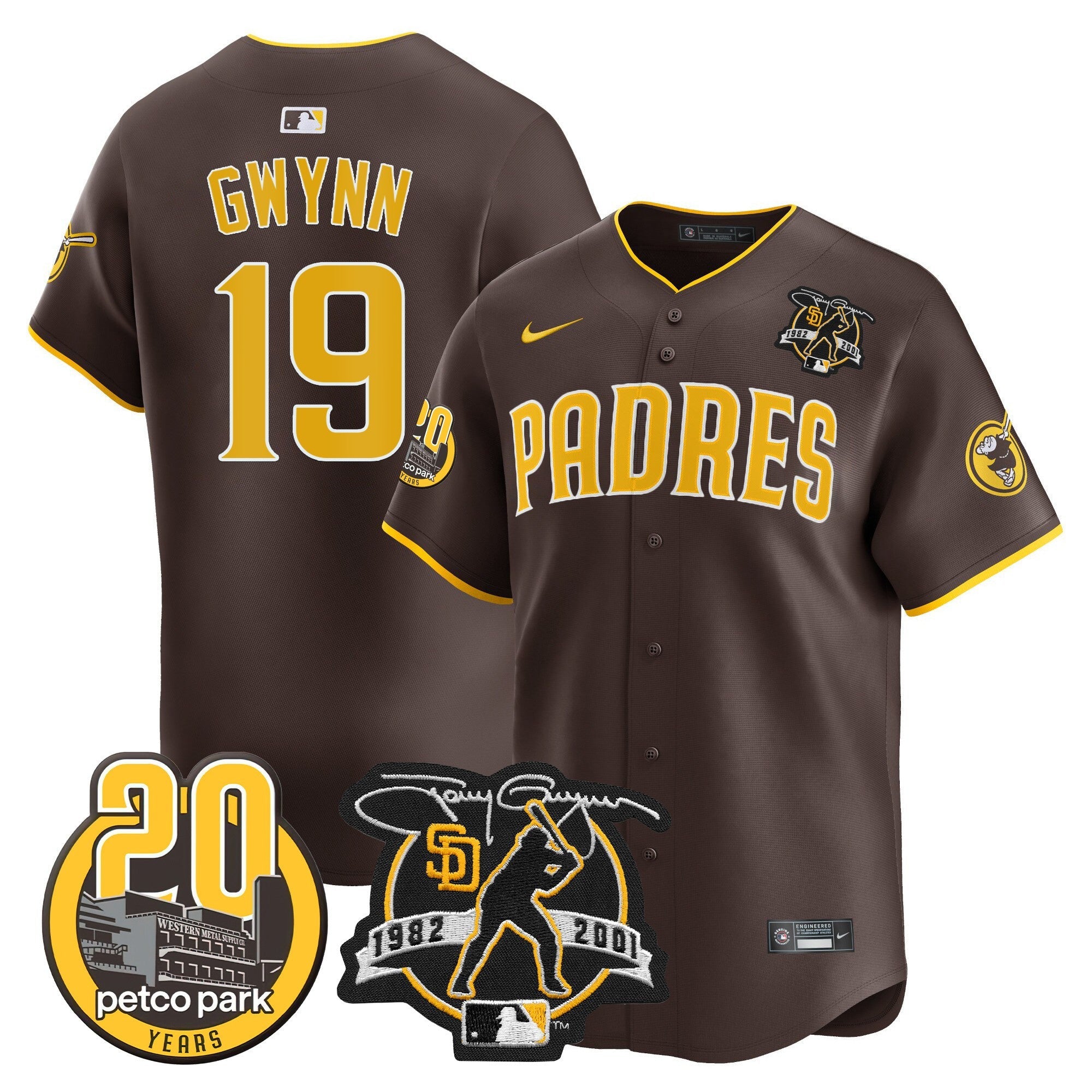 Men’s Tony Gwynn & Petco Park 20th Patch Vapor Premier Limited Jersey