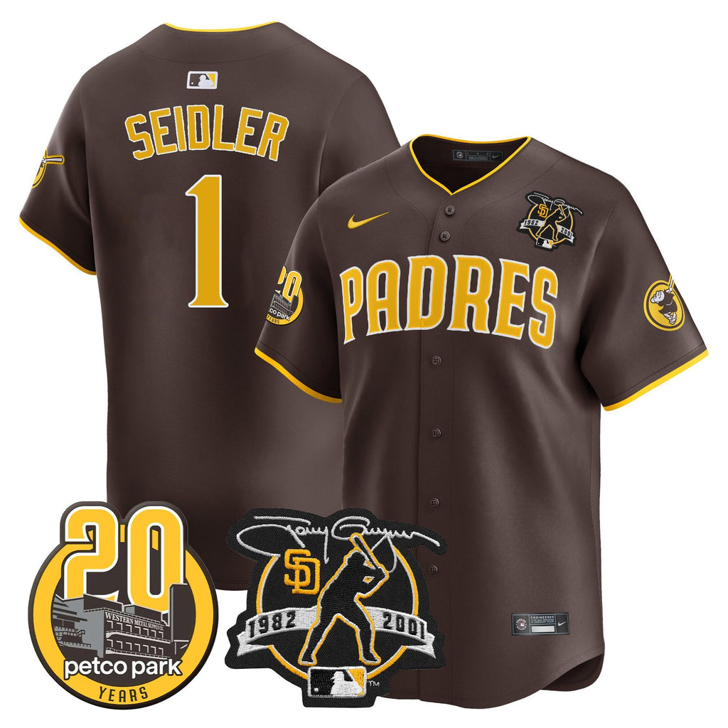 Men’s Tony Gwynn & Petco Park 20th Patch Vapor Premier Limited Jersey