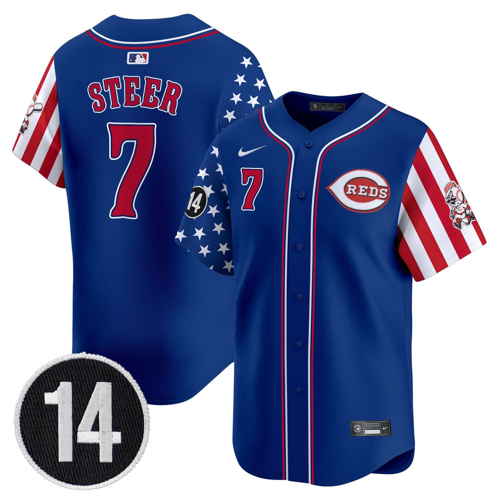 Men’s Cincinnati 2025 Independence Day Vapor Premier Limited Jersey – Pete Rose Patch