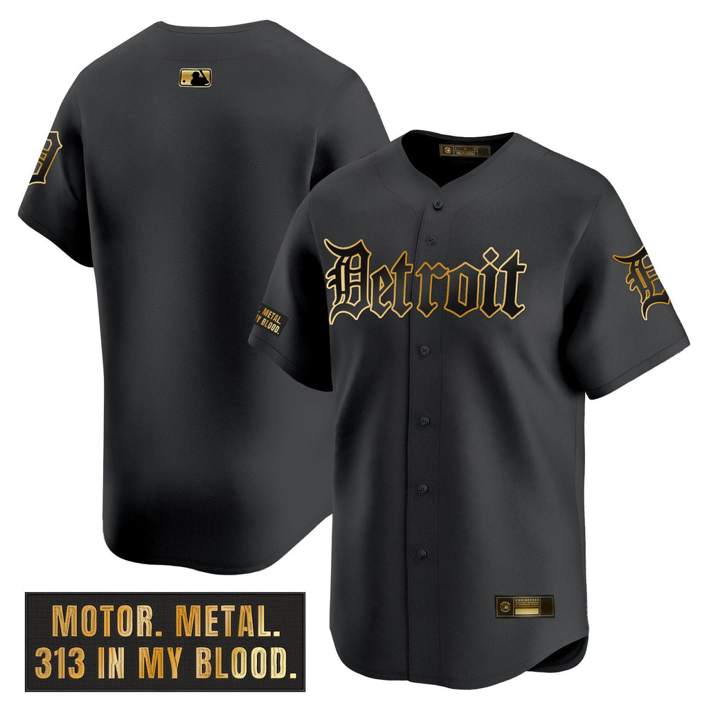Men’s Detroit ‘Motor Gothic Edition’ Gold Vapor Premier Limited Jersey