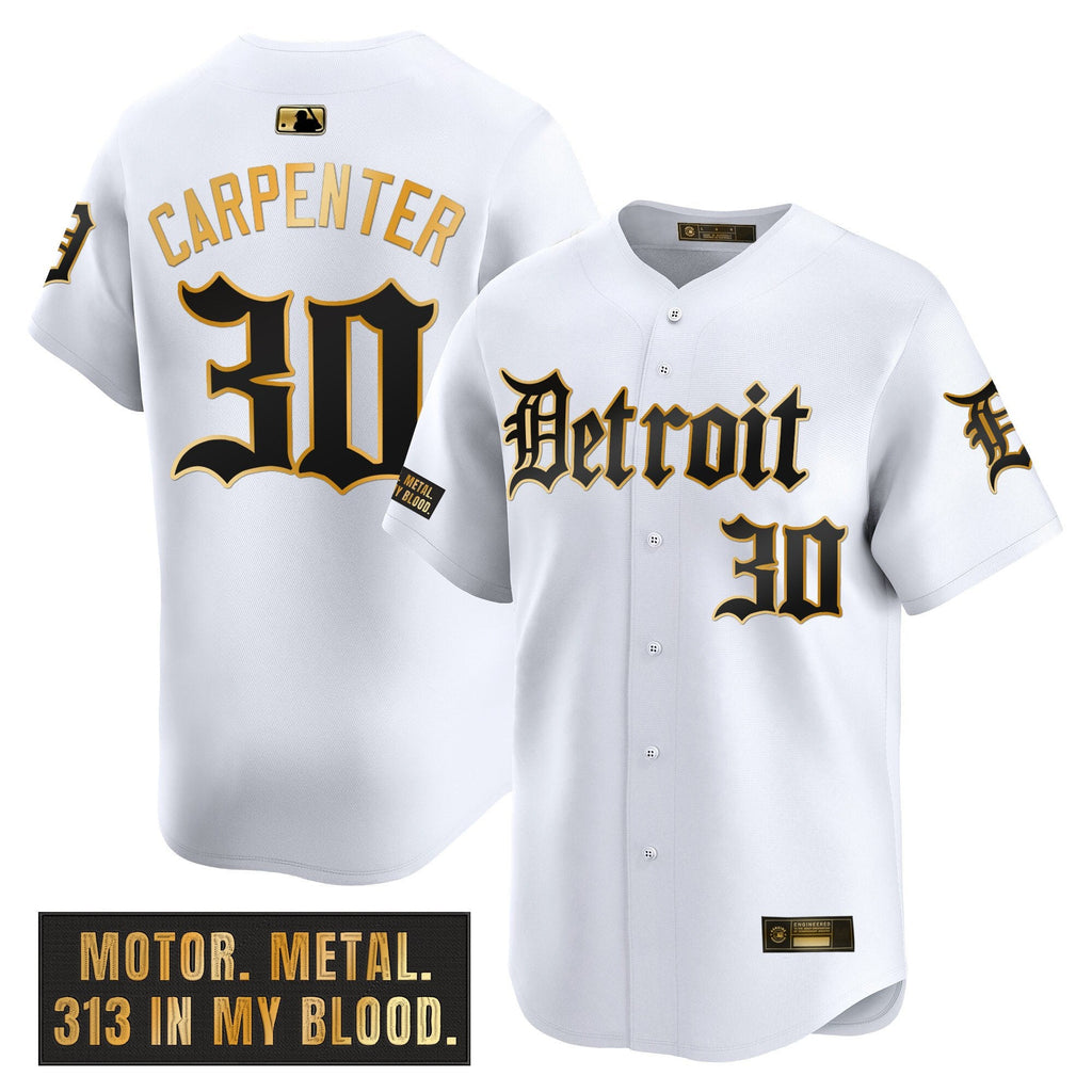 Men’s Detroit ‘Motor Gothic Edition’ Gold Vapor Premier Limited Jersey