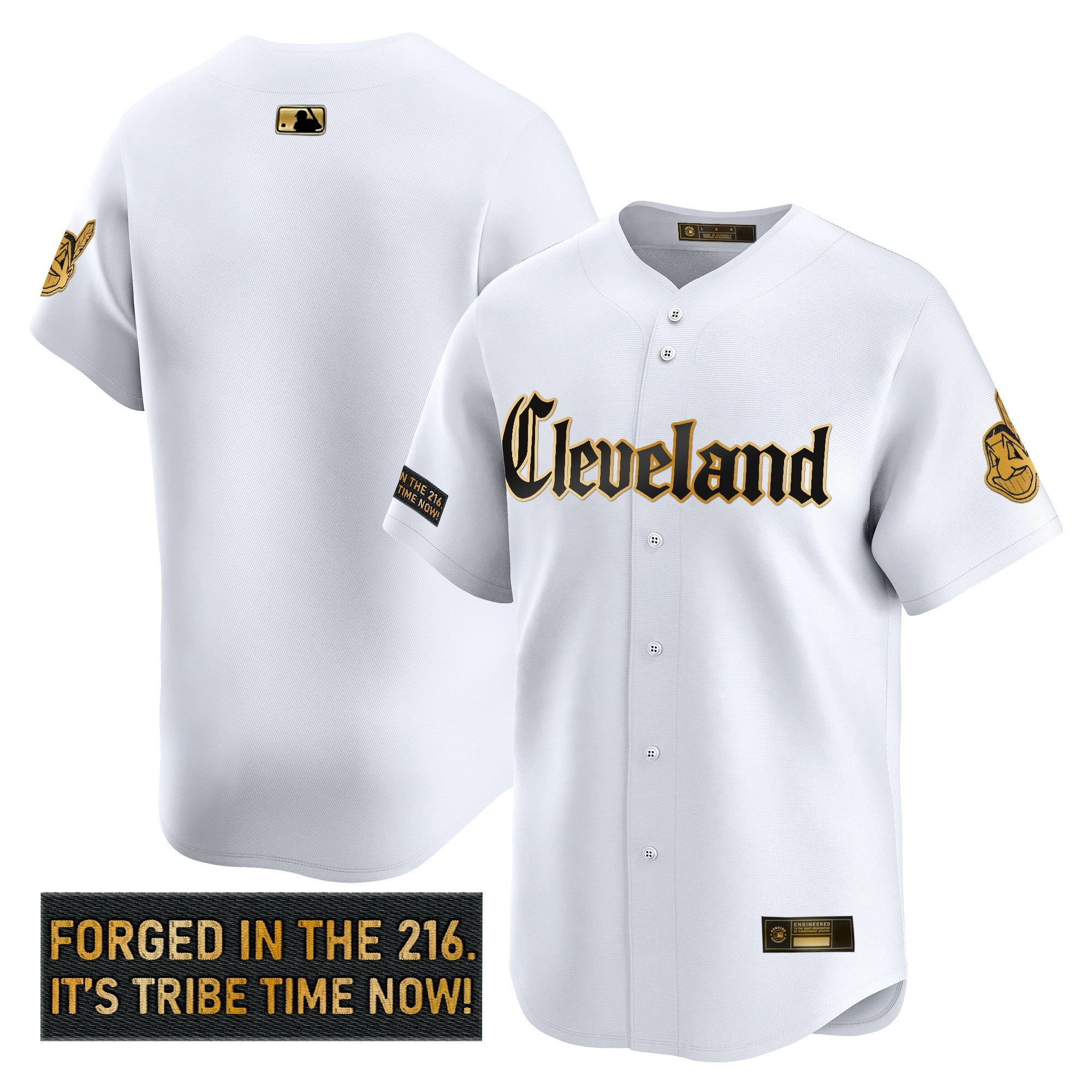 Men’s Cleveland Indians ‘Gothic Iron Edition’ Gold Vapor Premier Limited Jersey