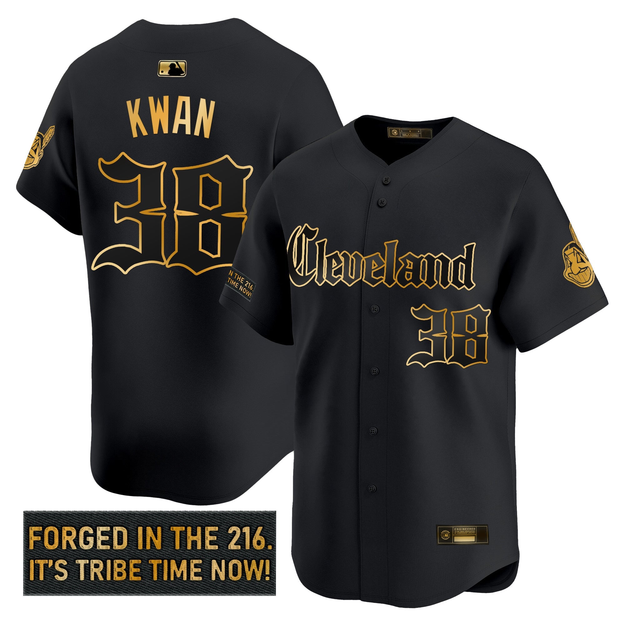 Men’s Cleveland Indians ‘Gothic Iron Edition’ Gold Vapor Premier Limited Jersey