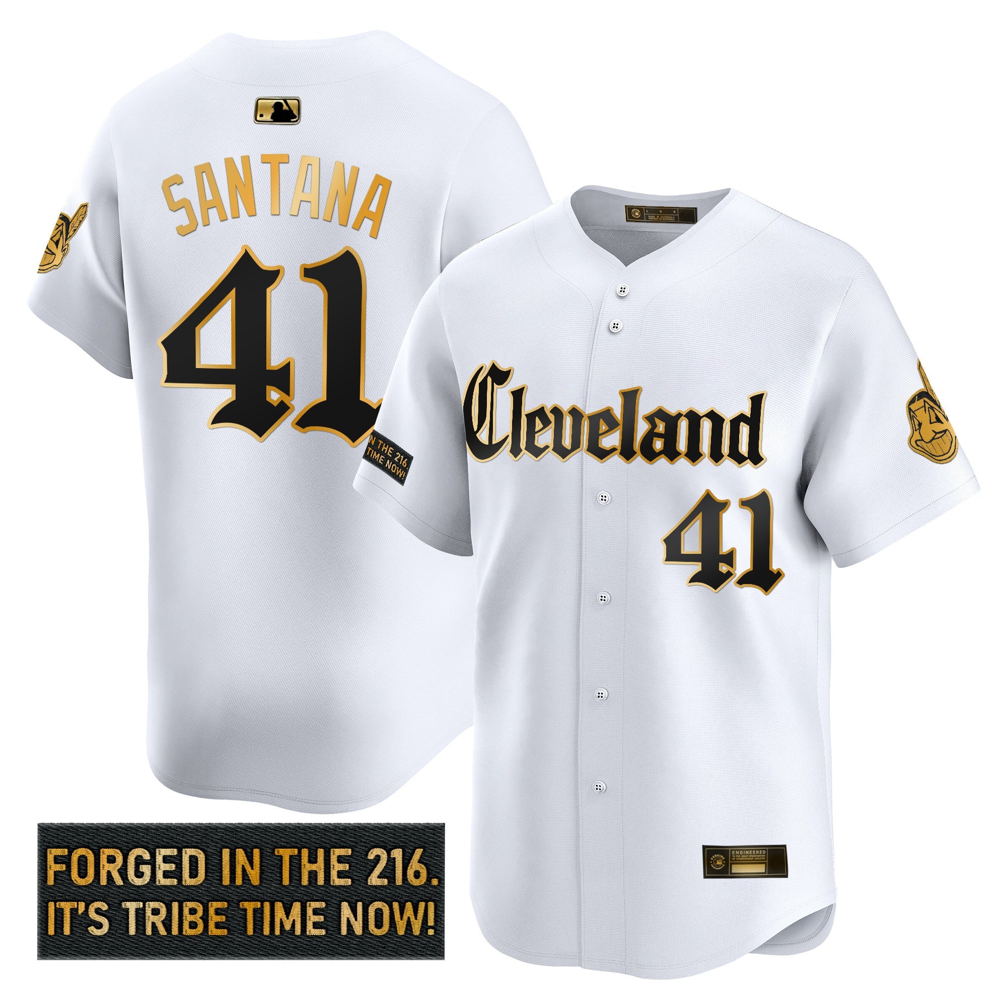Men’s Cleveland Indians ‘Gothic Iron Edition’ Gold Vapor Premier Limited Jersey