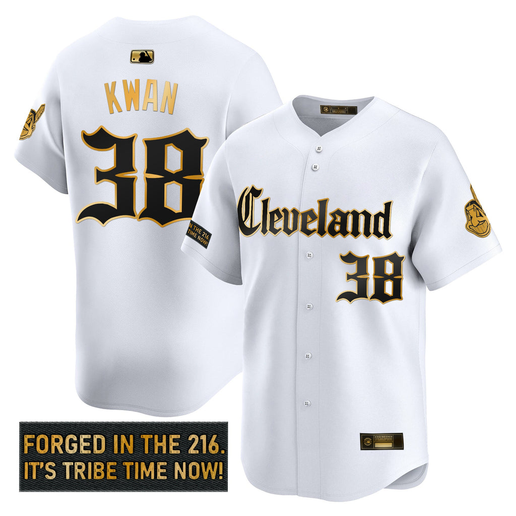 Men’s Cleveland Indians ‘Gothic Iron Edition’ Gold Vapor Premier Limited Jersey
