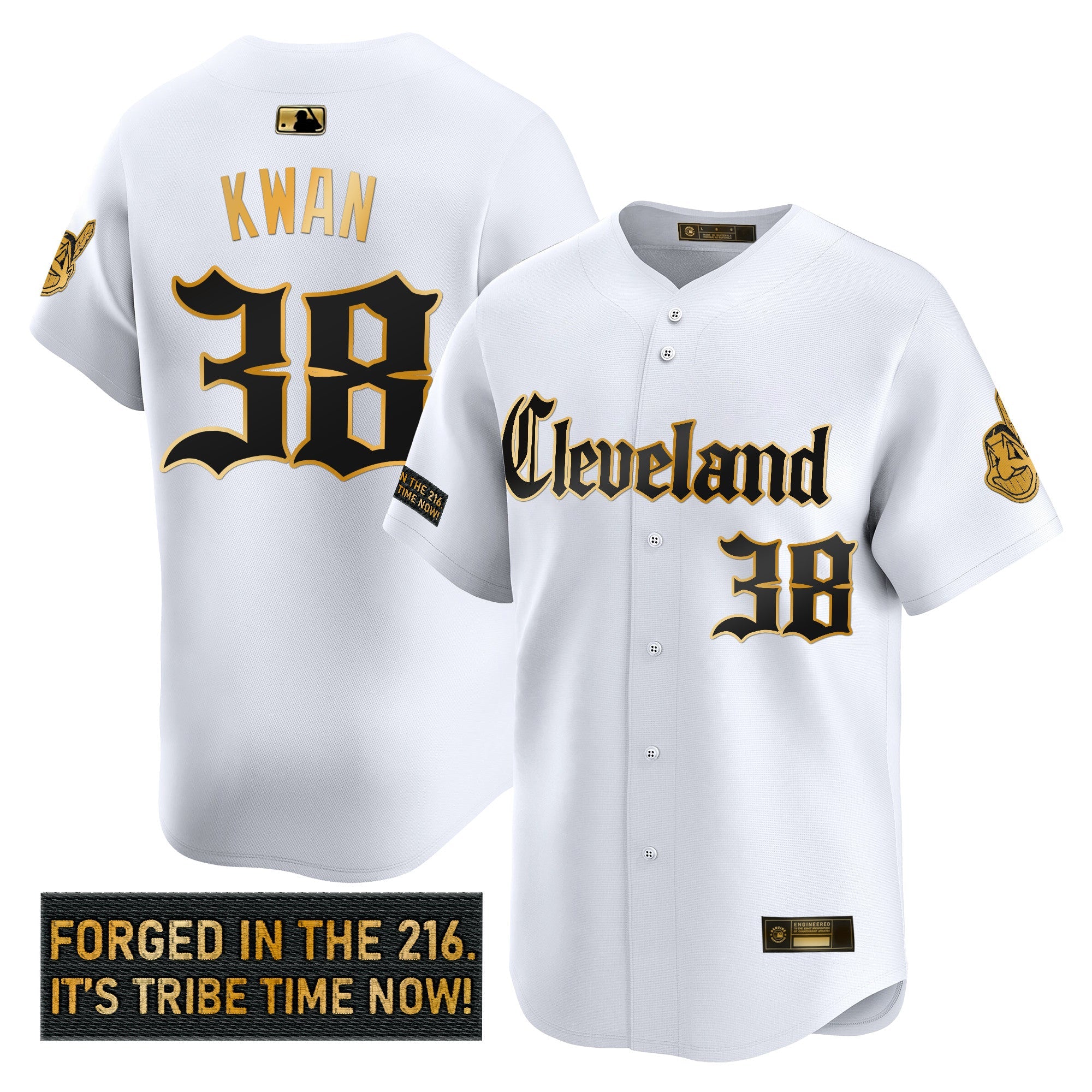 Men’s Cleveland Indians ‘Gothic Iron Edition’ Gold Vapor Premier Limited Jersey