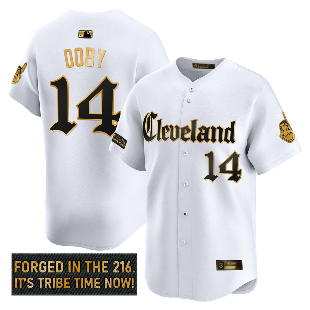 Men’s Cleveland Indians ‘Gothic Iron Edition’ Gold Vapor Premier Limited Jersey