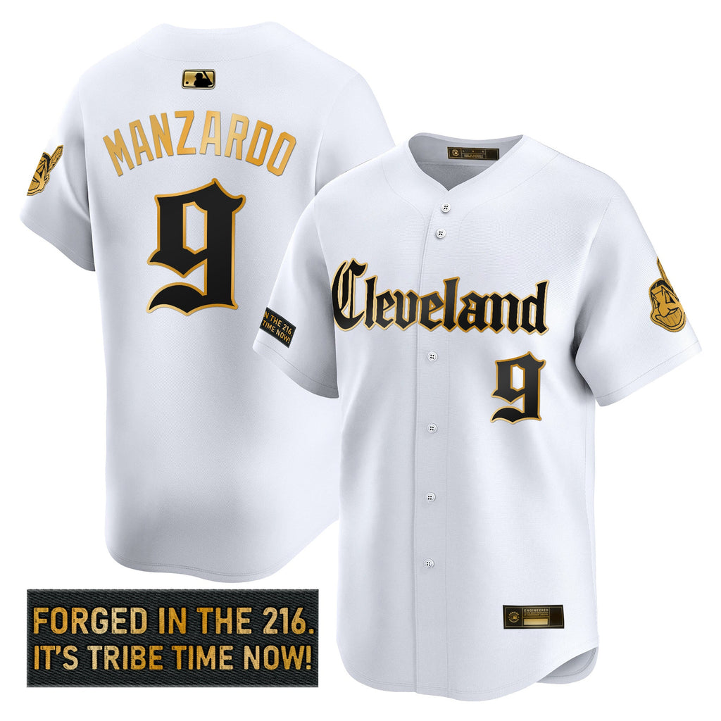 Men’s Cleveland Indians ‘Gothic Iron Edition’ Gold Vapor Premier Limited Jersey