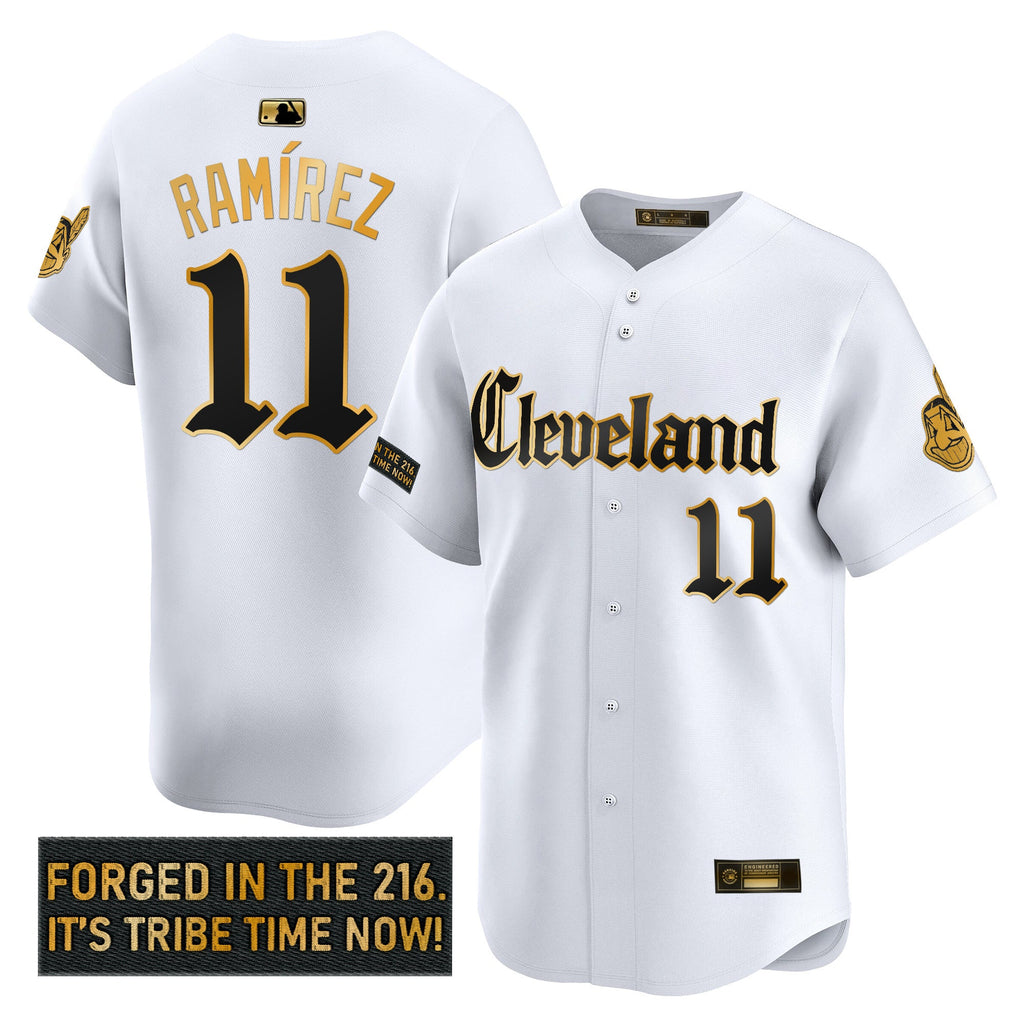 Men’s Cleveland Indians ‘Gothic Iron Edition’ Gold Vapor Premier Limited Jersey