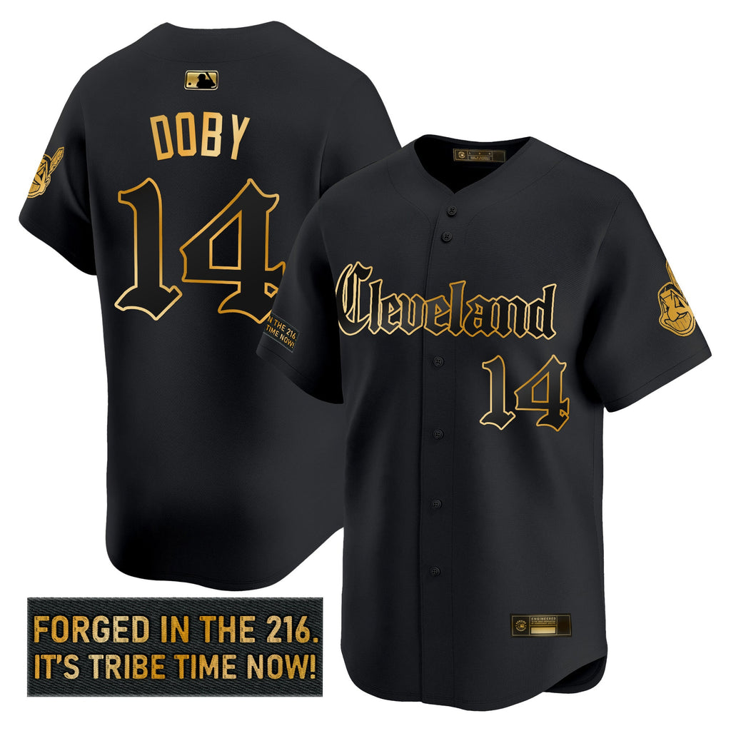 Men’s Cleveland Indians ‘Gothic Iron Edition’ Gold Vapor Premier Limited Jersey