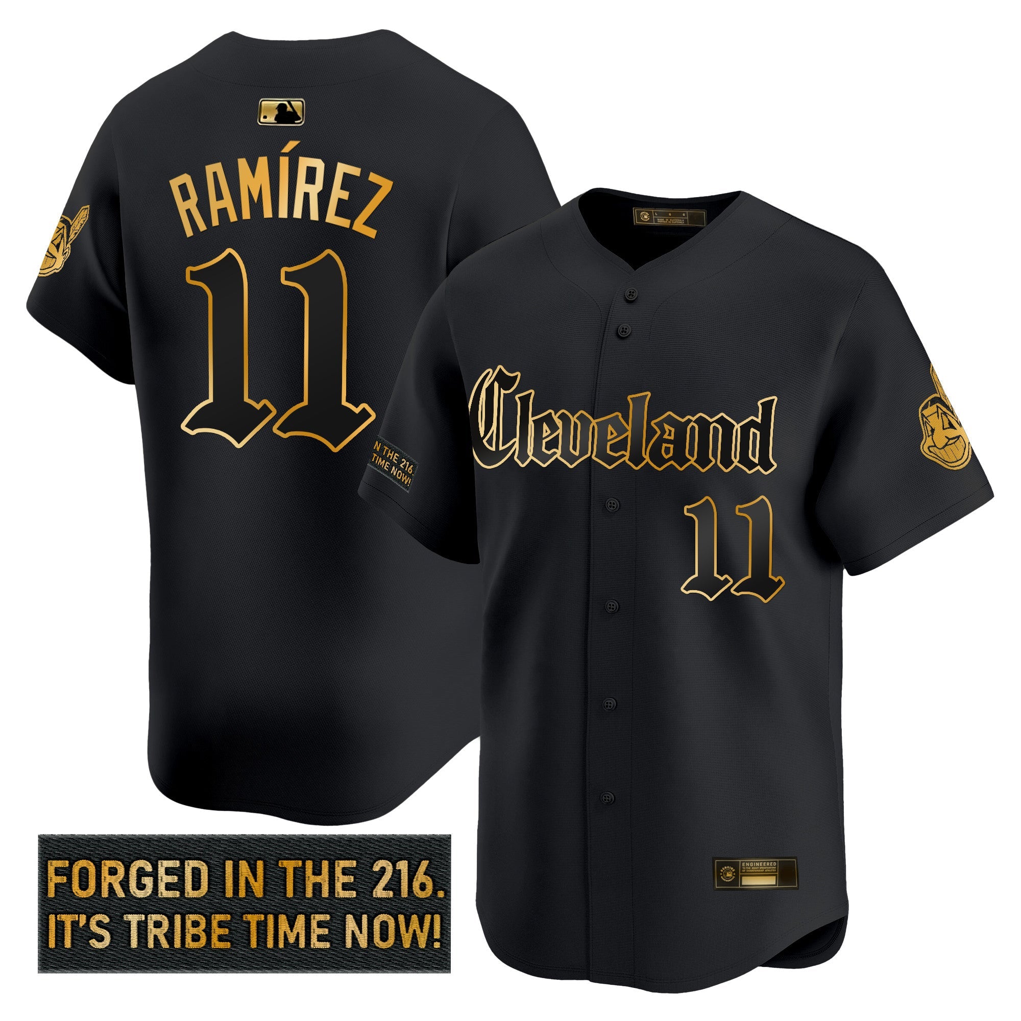 Men’s Cleveland Indians ‘Gothic Iron Edition’ Gold Vapor Premier Limited Jersey