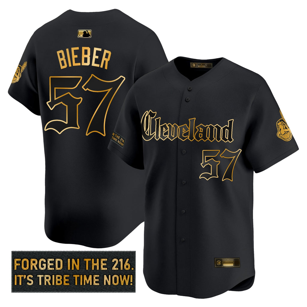 Men’s Cleveland Indians ‘Gothic Iron Edition’ Gold Vapor Premier Limited Jersey