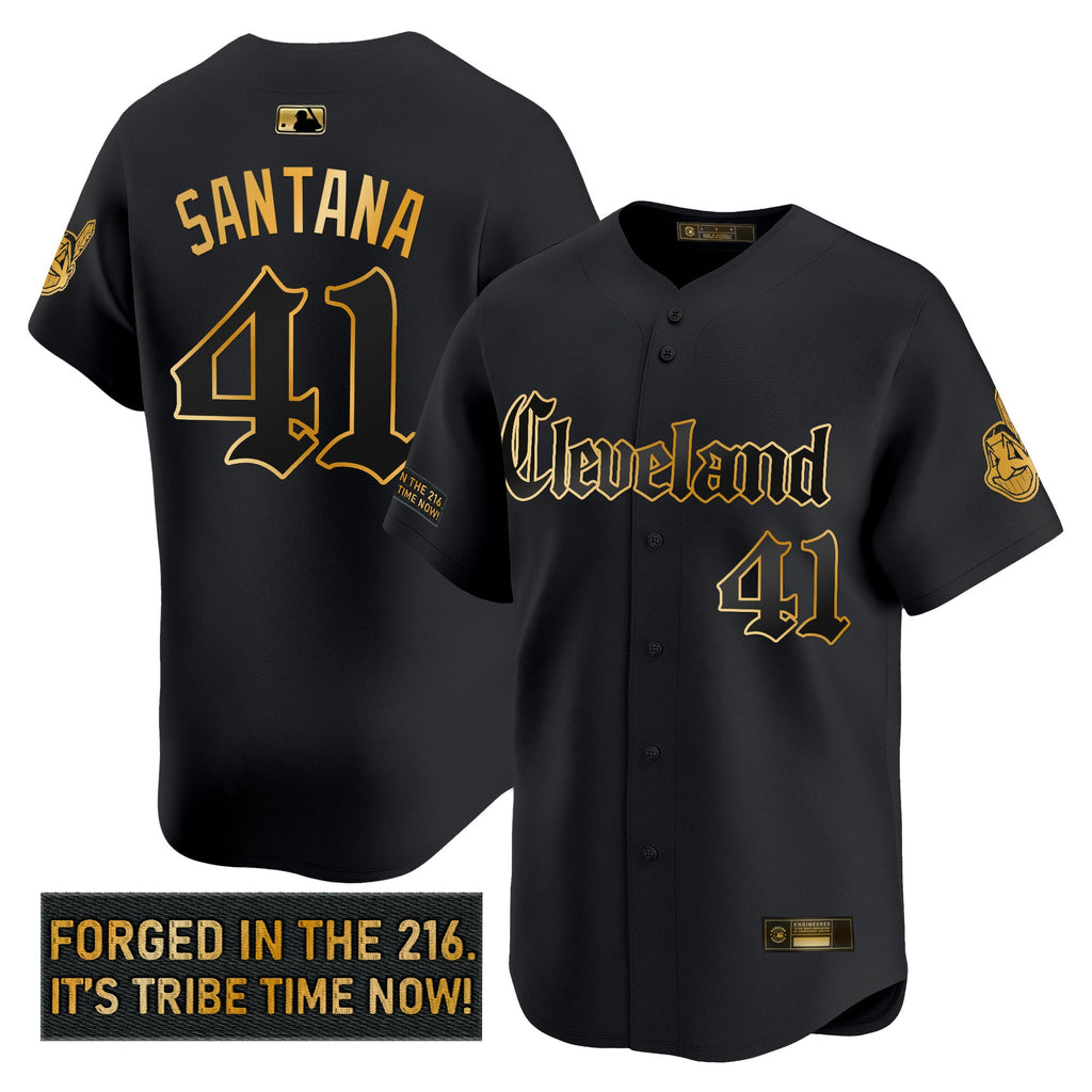 Men’s Cleveland Indians ‘Gothic Iron Edition’ Gold Vapor Premier Limited Jersey