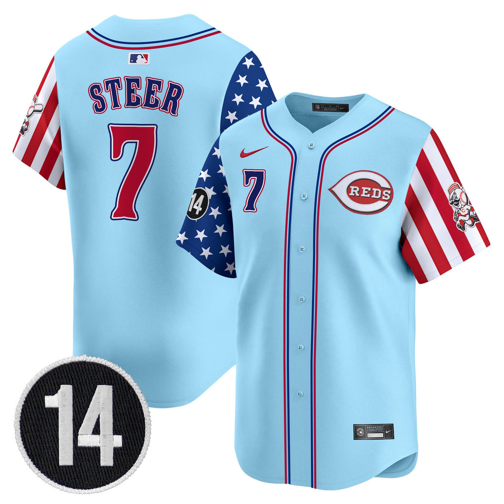 Men’s Cincinnati 2025 Independence Day Vapor Premier Limited Jersey – Pete Rose Patch