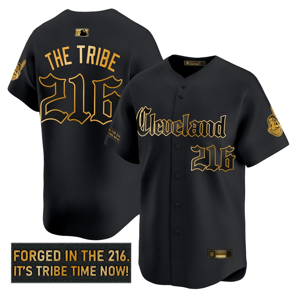 Men’s Cleveland Indians ‘Gothic Iron Edition’ Gold Vapor Premier Limited Jersey