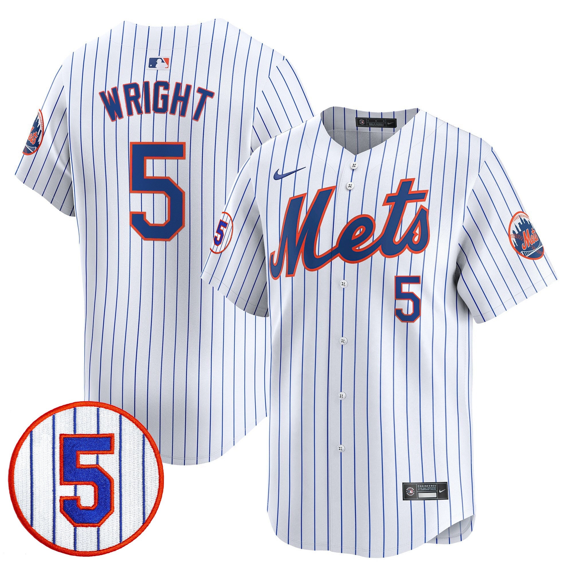 Men’s #5 David Wright Number Retirement Patch Vapor Premier Limited Jersey