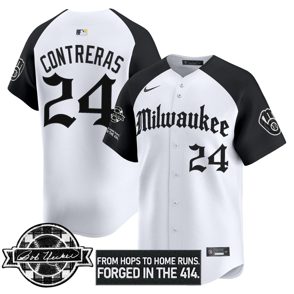 Men’s Milwaukee Bob Uecker Patch Vapor Premier Limited Jersey – Gothic Edition