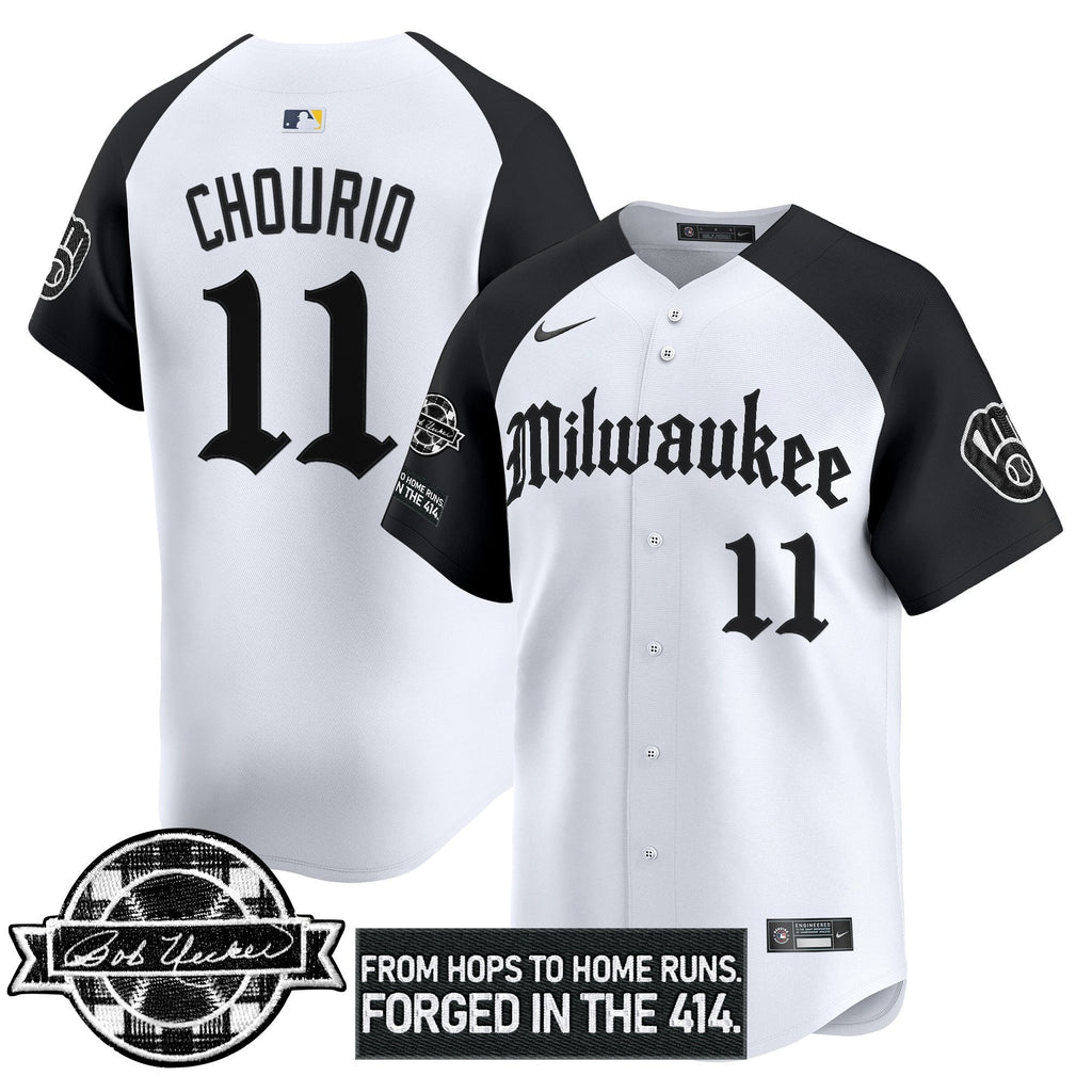Men’s Milwaukee Bob Uecker Patch Vapor Premier Limited Jersey – Gothic Edition