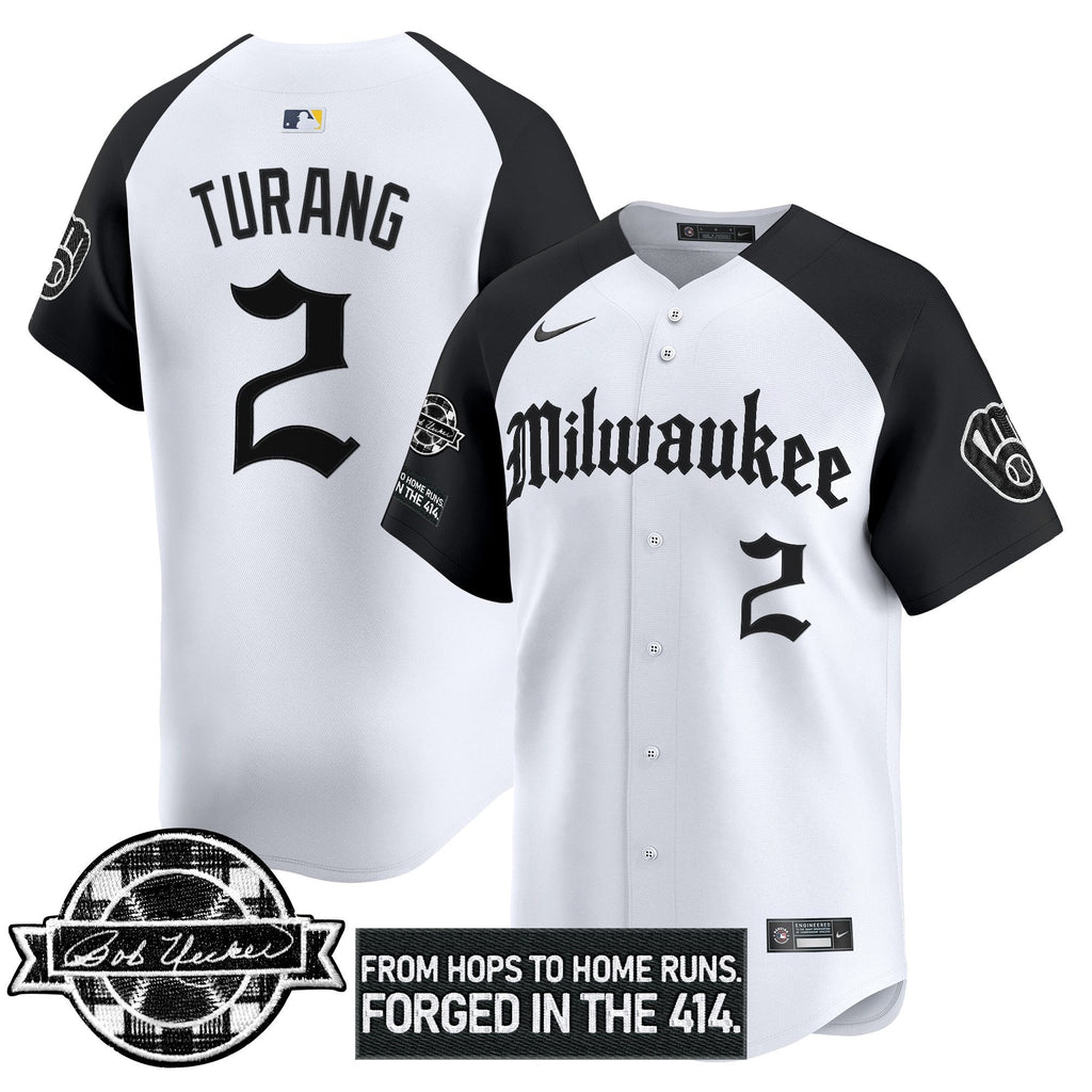 Men’s Milwaukee Bob Uecker Patch Vapor Premier Limited Jersey – Gothic Edition