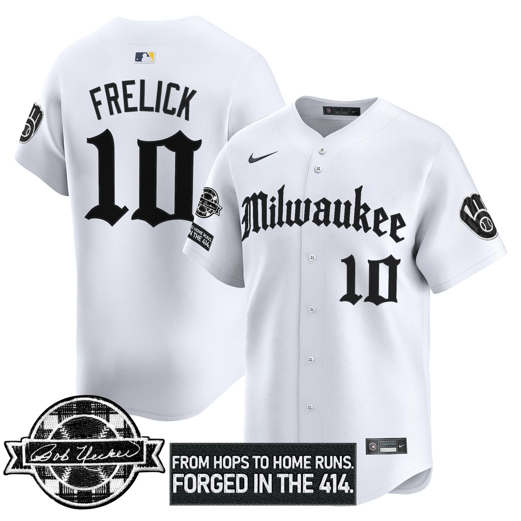 Men’s Milwaukee Bob Uecker Patch Vapor Premier Limited Jersey – Gothic Edition