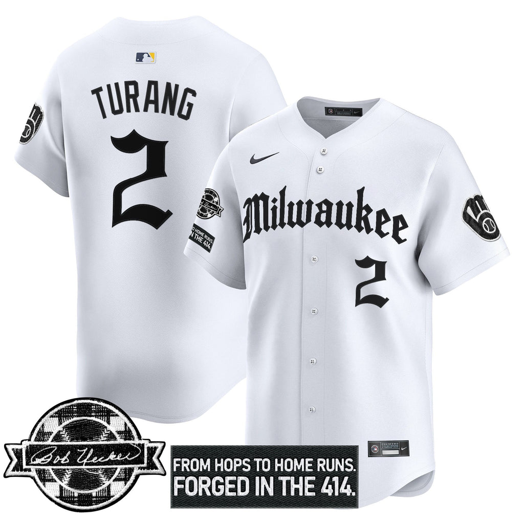 Men’s Milwaukee Bob Uecker Patch Vapor Premier Limited Jersey – Gothic Edition