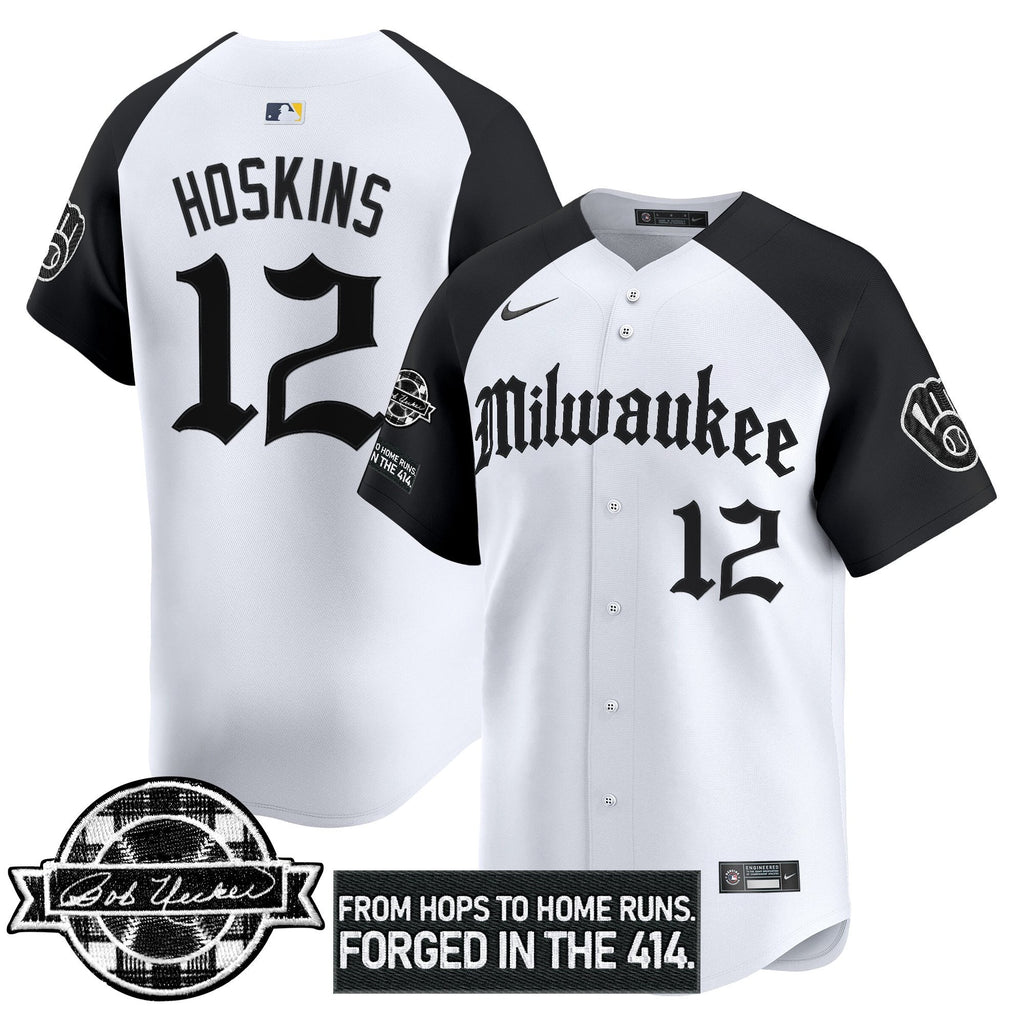 Men’s Milwaukee Bob Uecker Patch Vapor Premier Limited Jersey – Gothic Edition