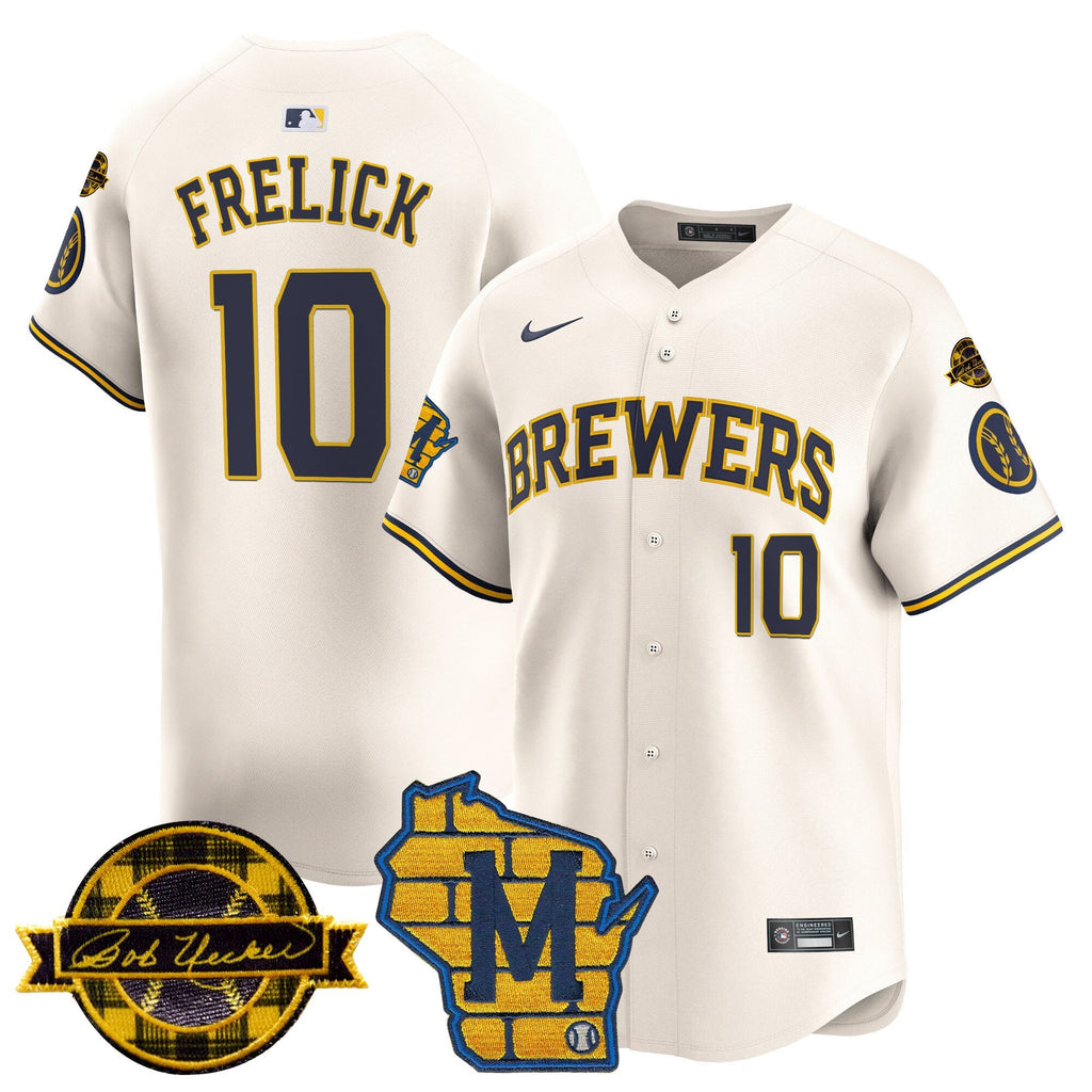 Men’s Milwaukee Home & Bob Uecker Patch Vapor Premier Limited Jersey