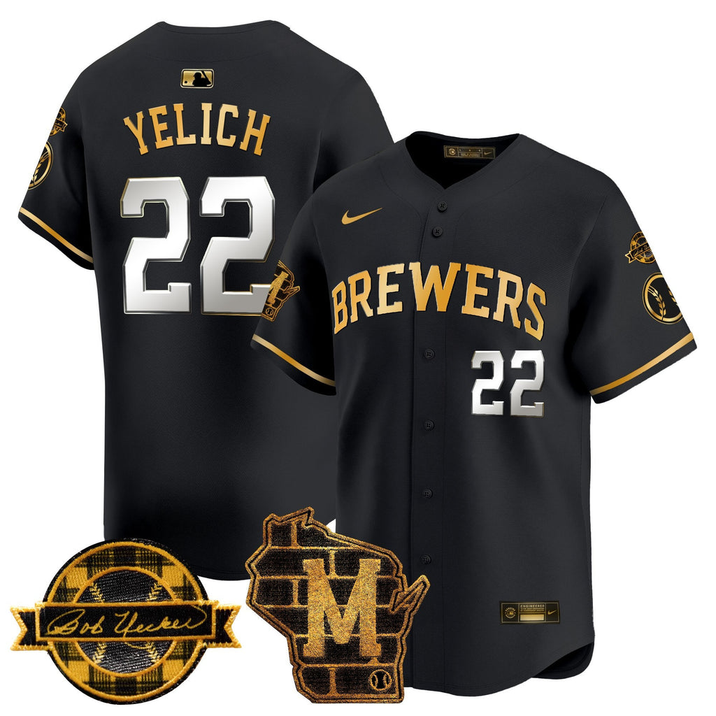 Men’s Milwaukee Home & Bob Uecker Patch Vapor Premier Limited Jersey