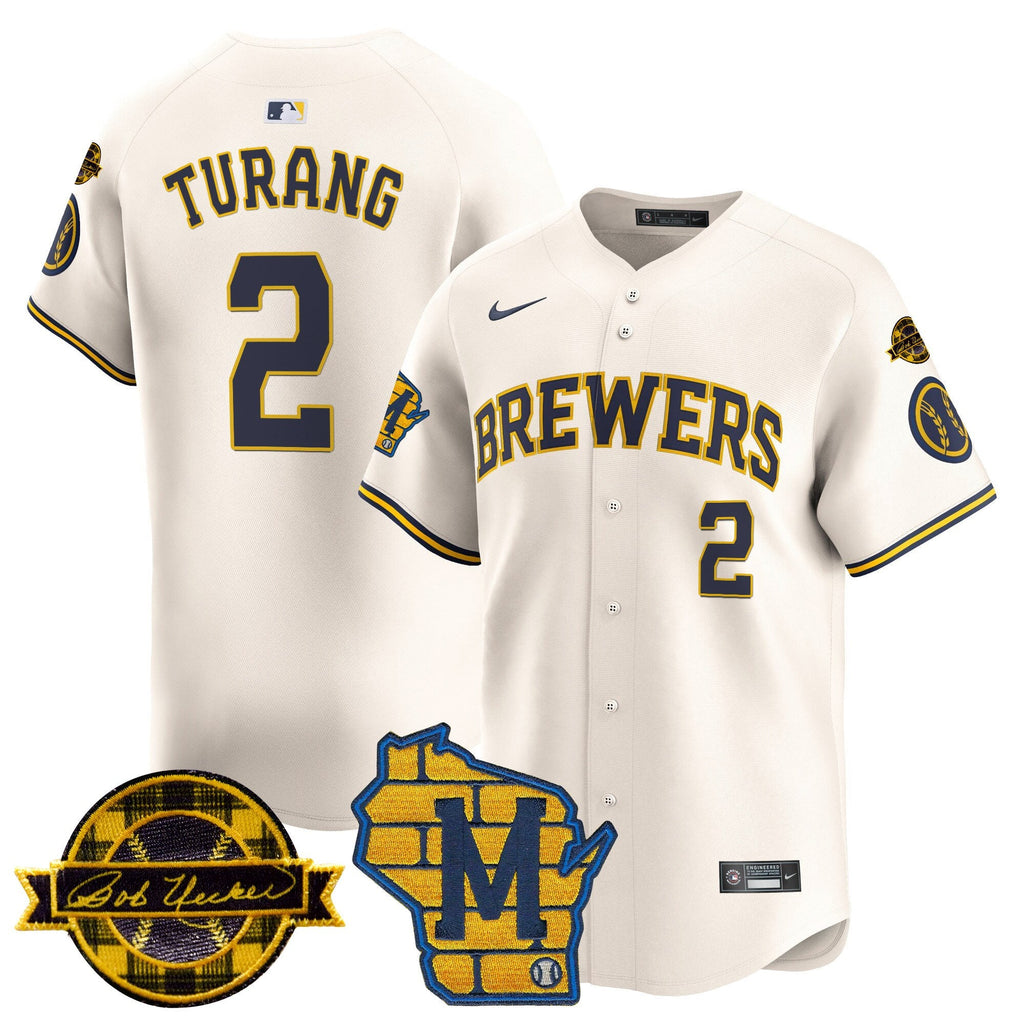 Men’s Milwaukee Home & Bob Uecker Patch Vapor Premier Limited Jersey