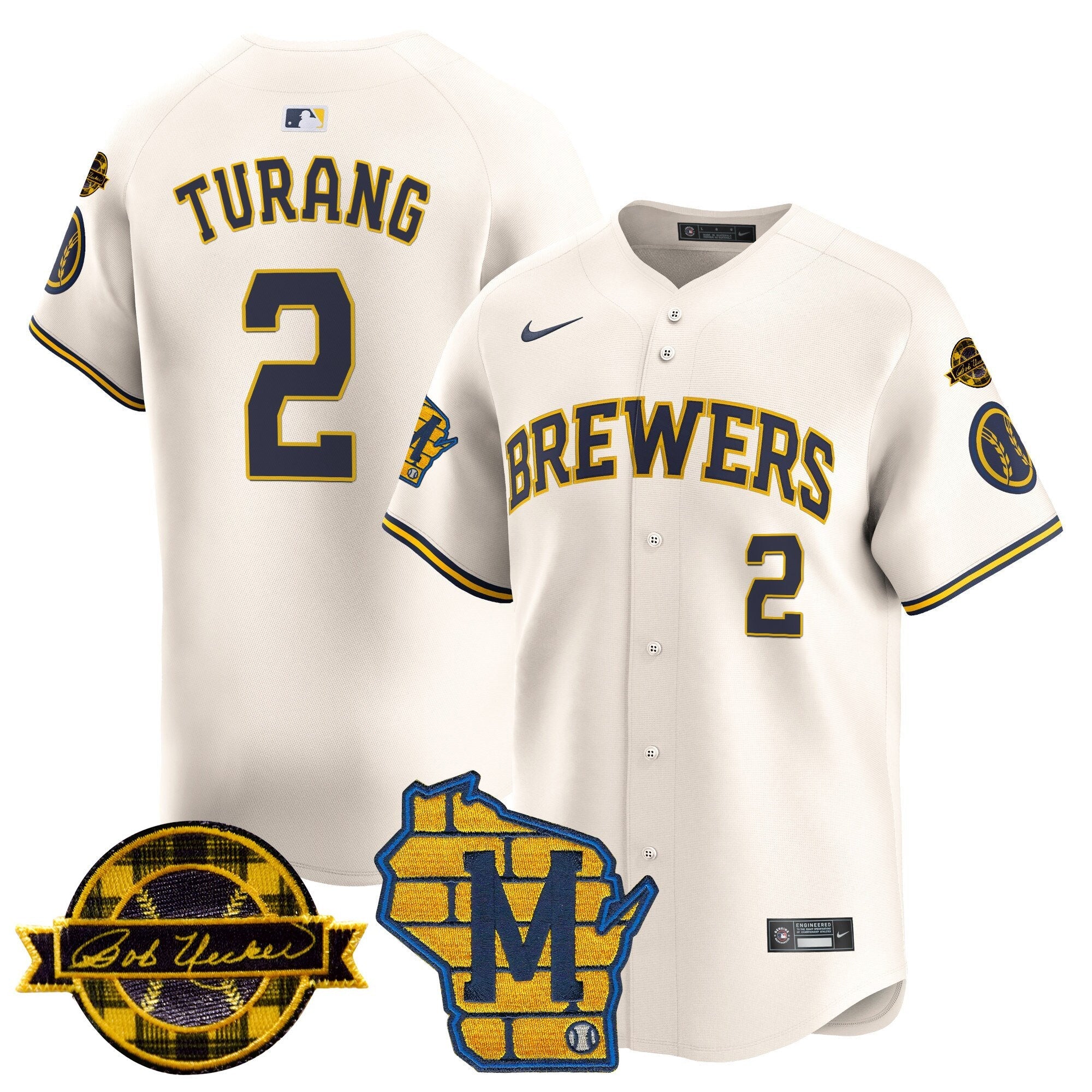Men’s Milwaukee Home & Bob Uecker Patch Vapor Premier Limited Jersey