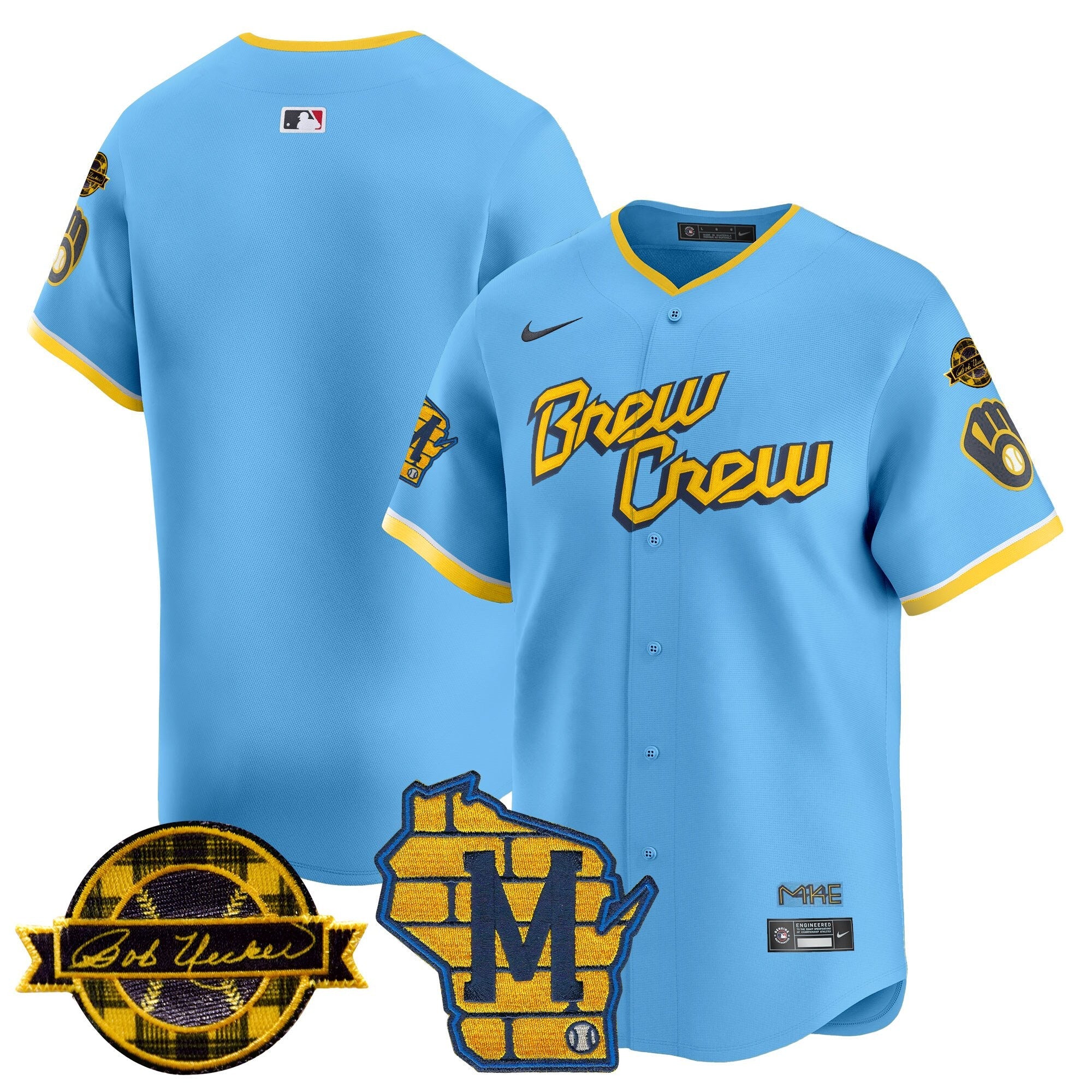 Men’s Milwaukee Home & Bob Uecker Patch Vapor Premier Limited Jersey